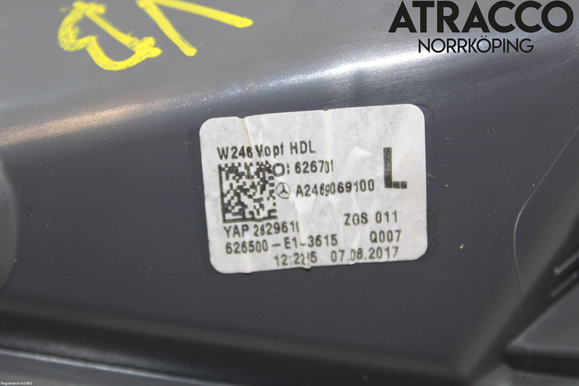 Mercedes-Benz MB B-KLASS (W246/W242) 12-19 Bakljus Lucka Vä