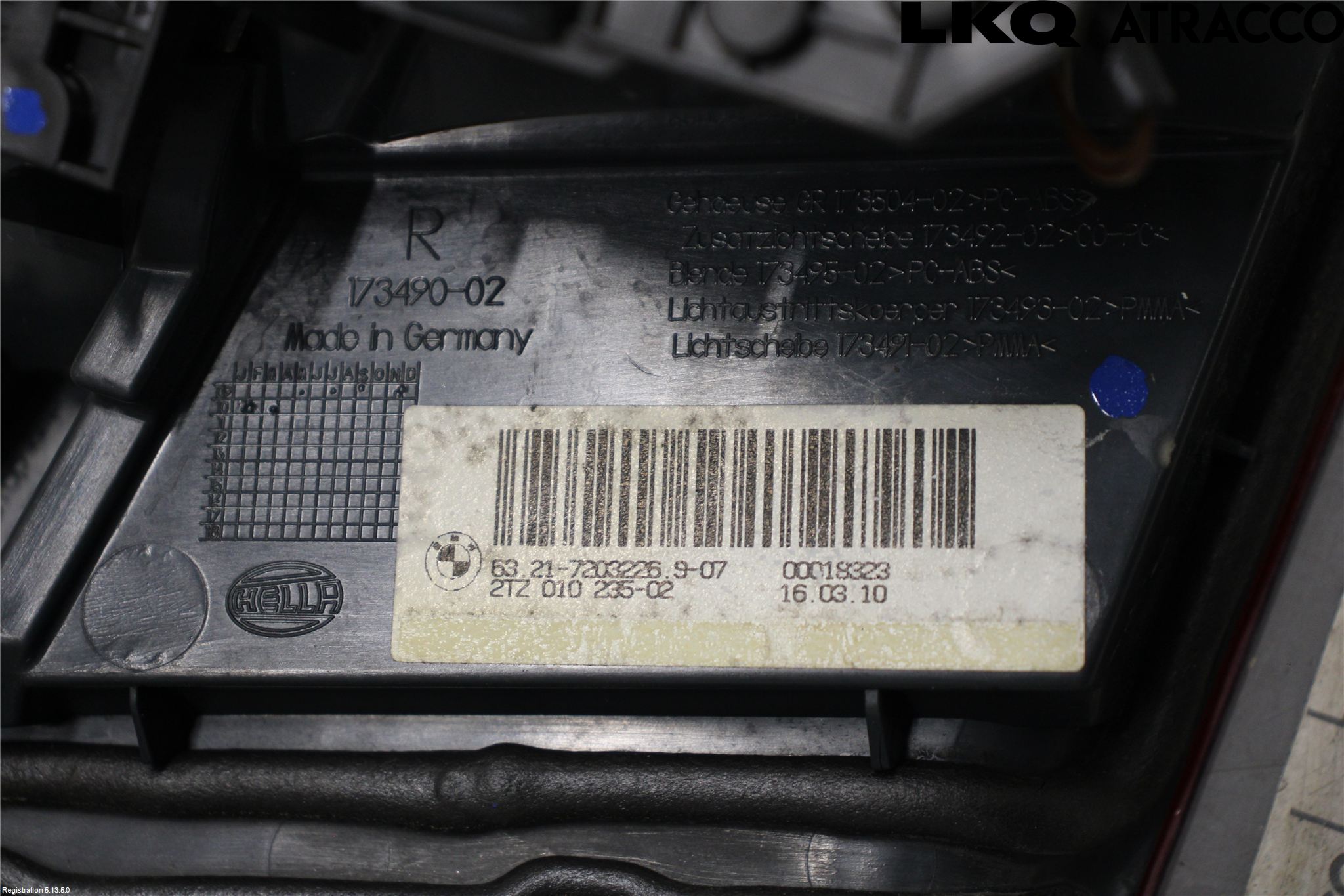 BMW 5 F10/F11/F18 09-17 Bakljus Lucka Hö