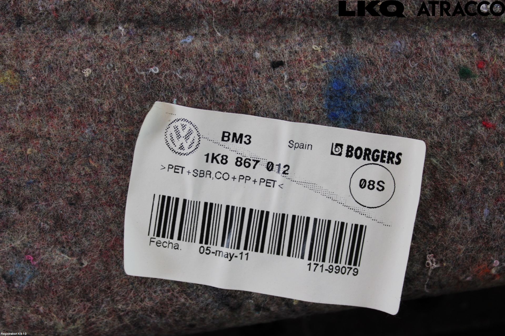 Volkswagen VW SCIROCCO 09-17 Dörrklädsel Hö
