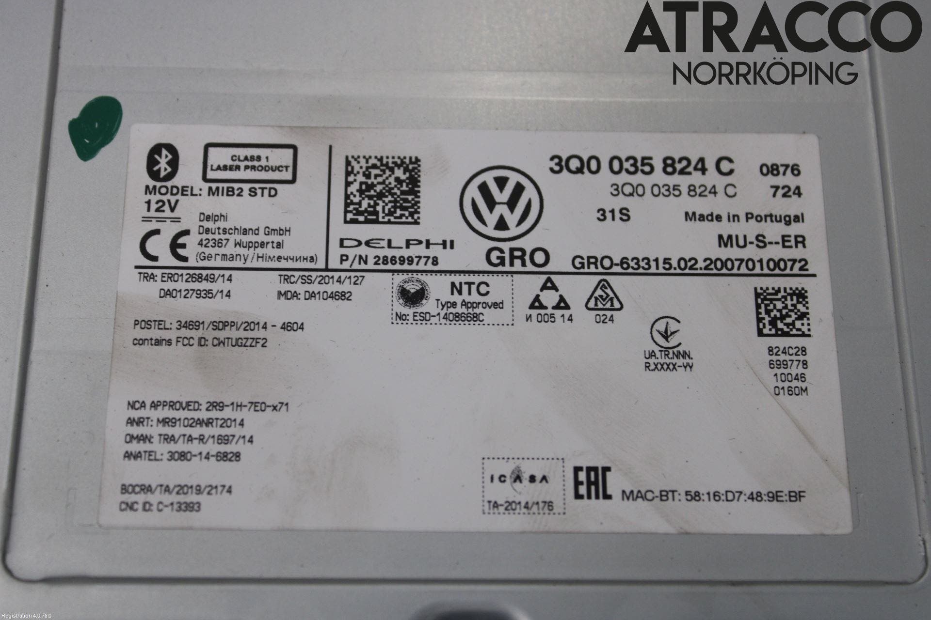 Volkswagen VW GOLF / E-GOLF VII 13-20 Cd Radio - Multimediapanel