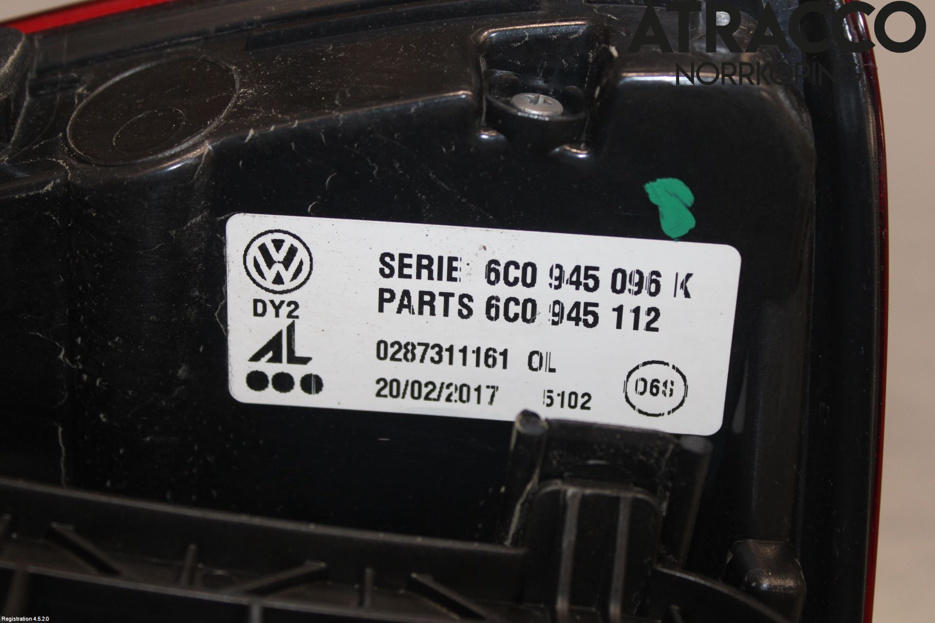 Volkswagen VW POLO 10-17 Bakljus Höger