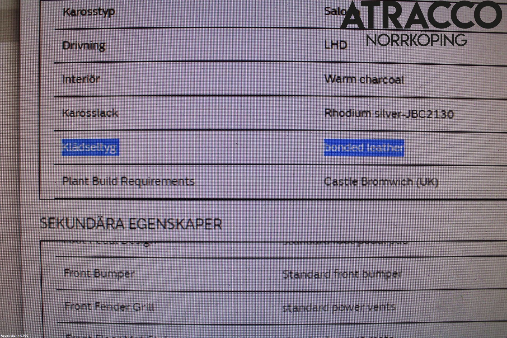 Jaguar XF 08-15 Inredning Stol Fram Hö