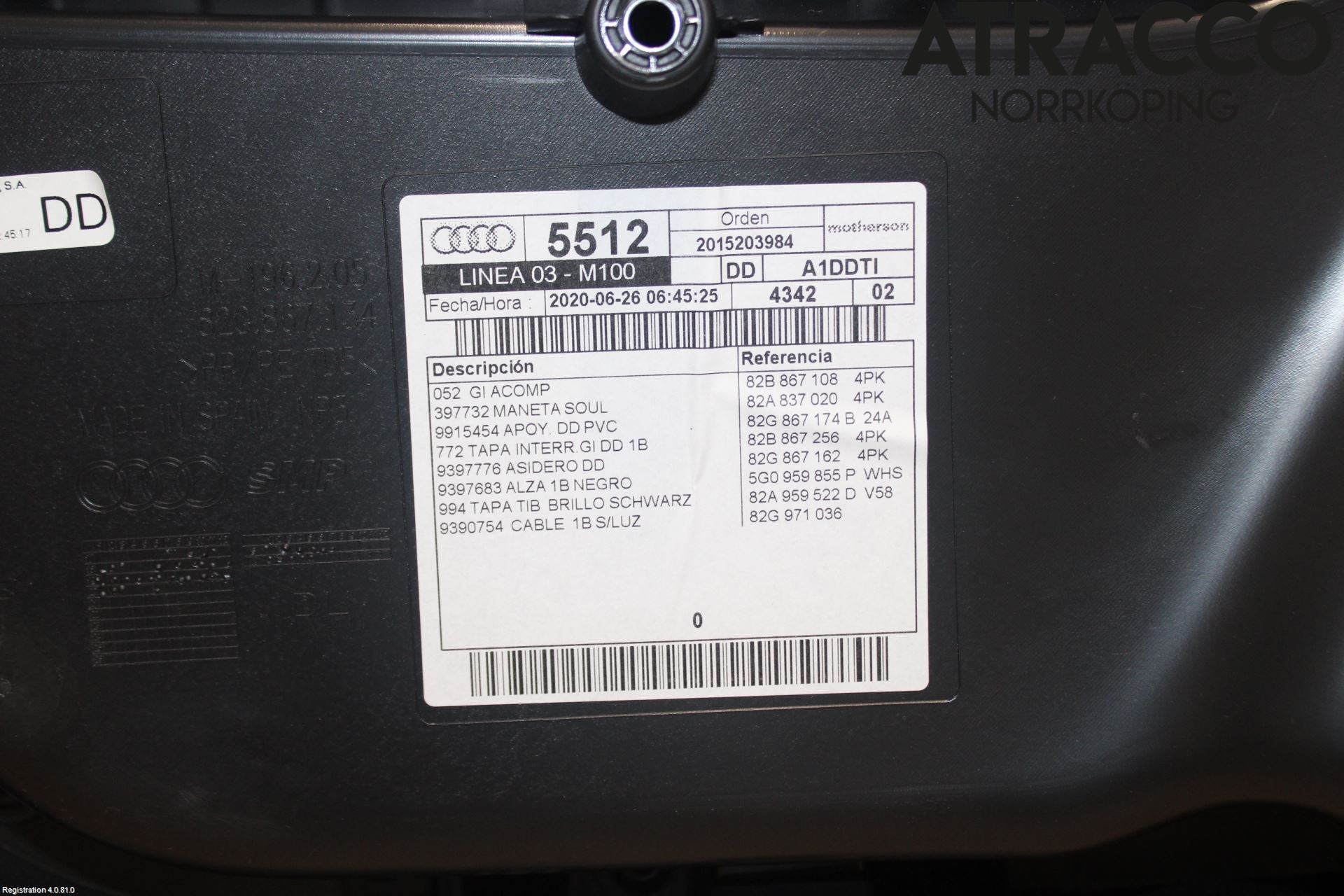 Audi A1 19- Dörrklädsel Hö