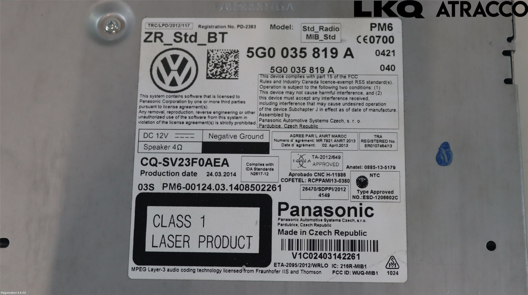 Volkswagen VW GOLF / E-GOLF VII 13-20 Cd Radio - Multimediapanel