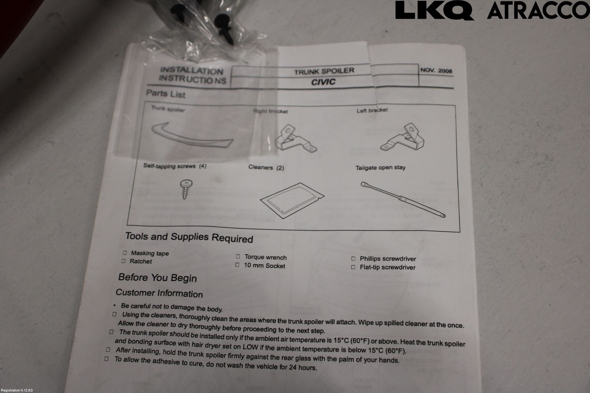Honda CIVIC 06-11 Spoiler Baklucka