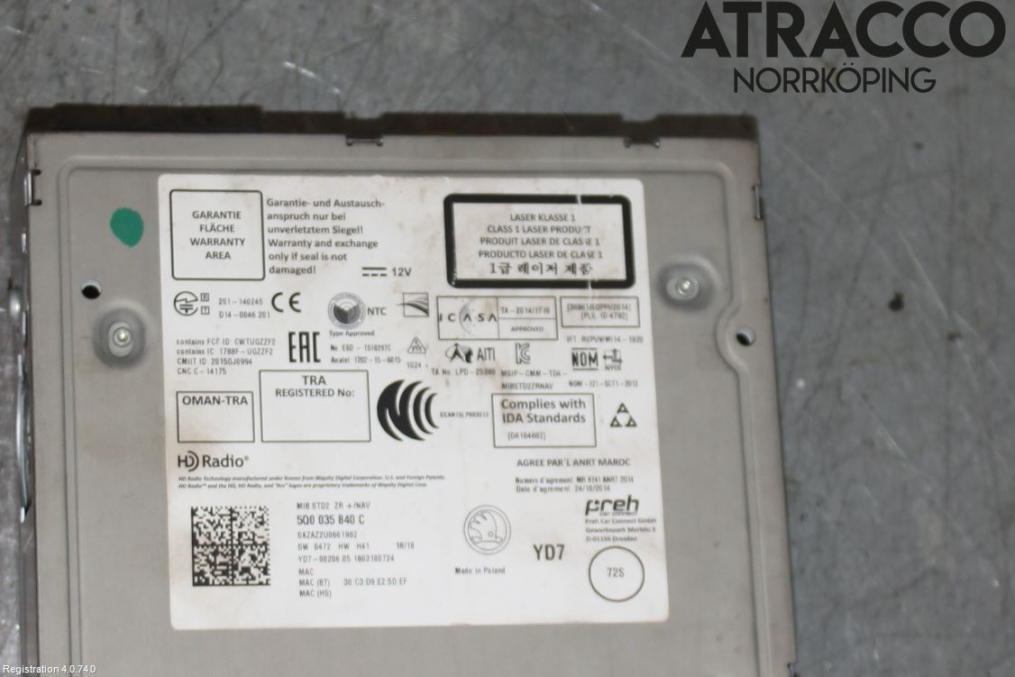 Skoda KAROQ 18- Cd Radio - Multimediapanel