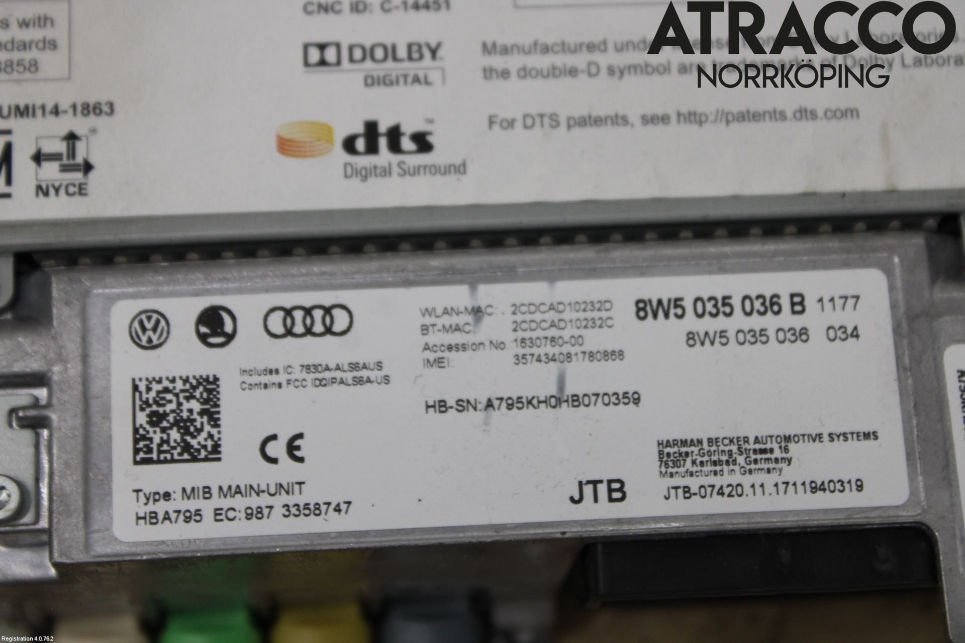 Audi A4/S4 B9 16-19 Cd Radio - Multimediapanel