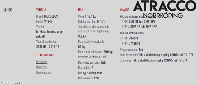 Mercedes-Benz MB B-KLASS (W246/W242) 12-19 Dragkrok