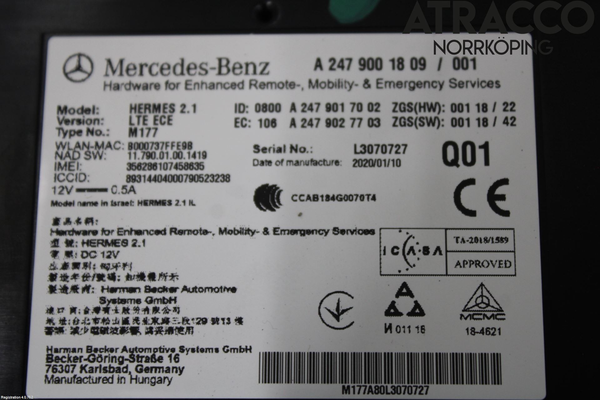 Mercedes-Benz MB CLA-KLASS (C118/X118) 19- Styrenhet Övrigt