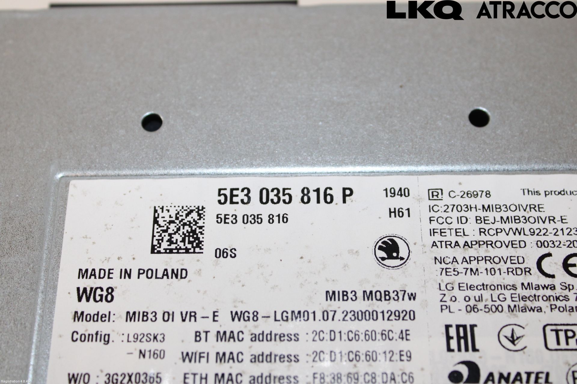 Skoda OCTAVIA (NX) 20- Cd Radio - Multimediapanel