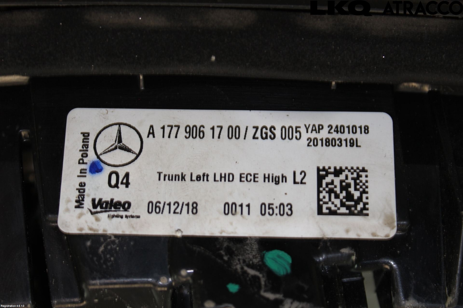 Mercedes-Benz MB A-KLASS (W177) 18- Bakljus Lucka Vä