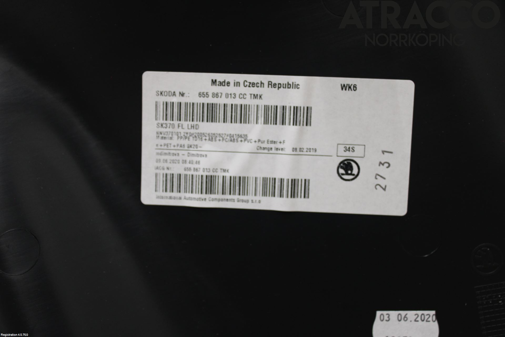 Skoda SCALA 19- Dörrklädsel Vä