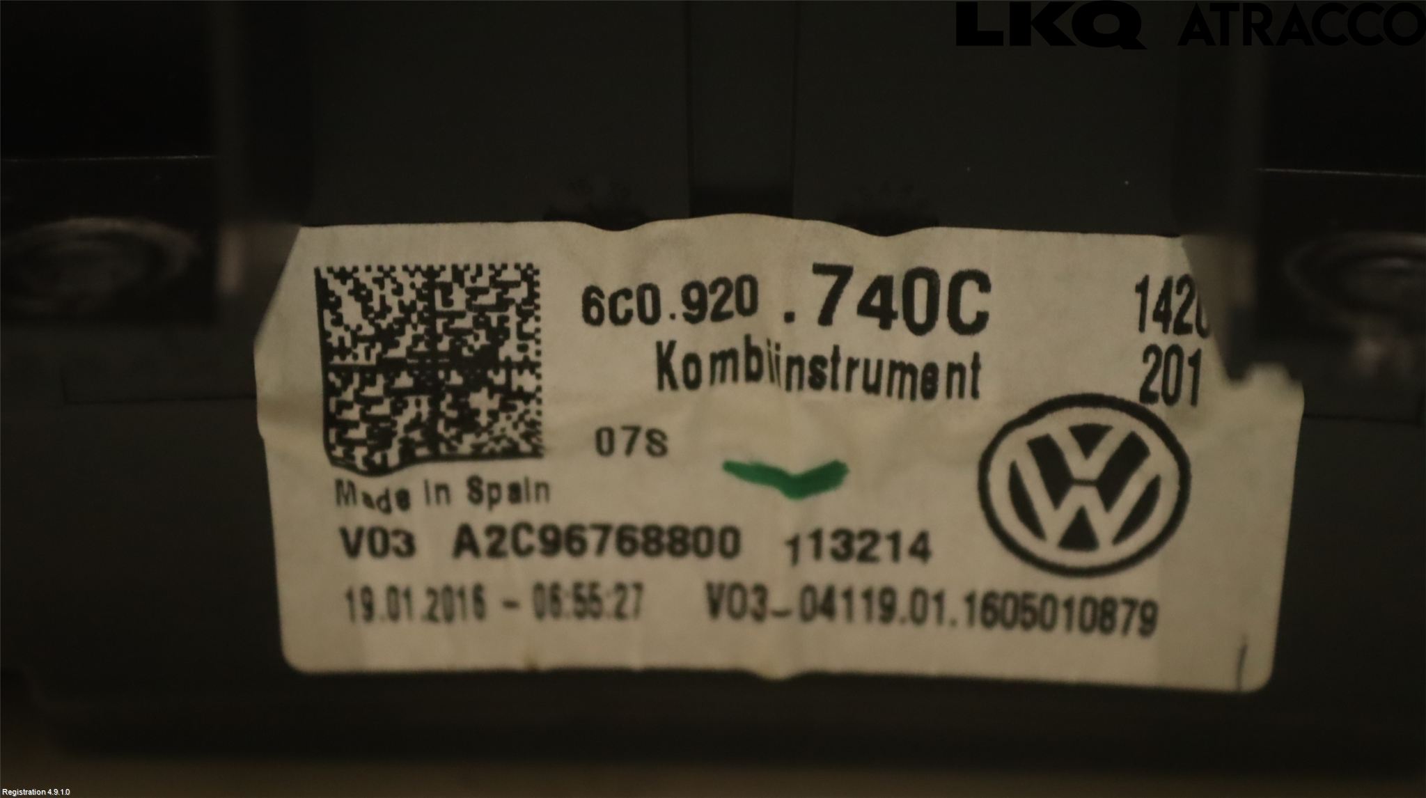 Volkswagen VW POLO 10-17 Instrument Komb