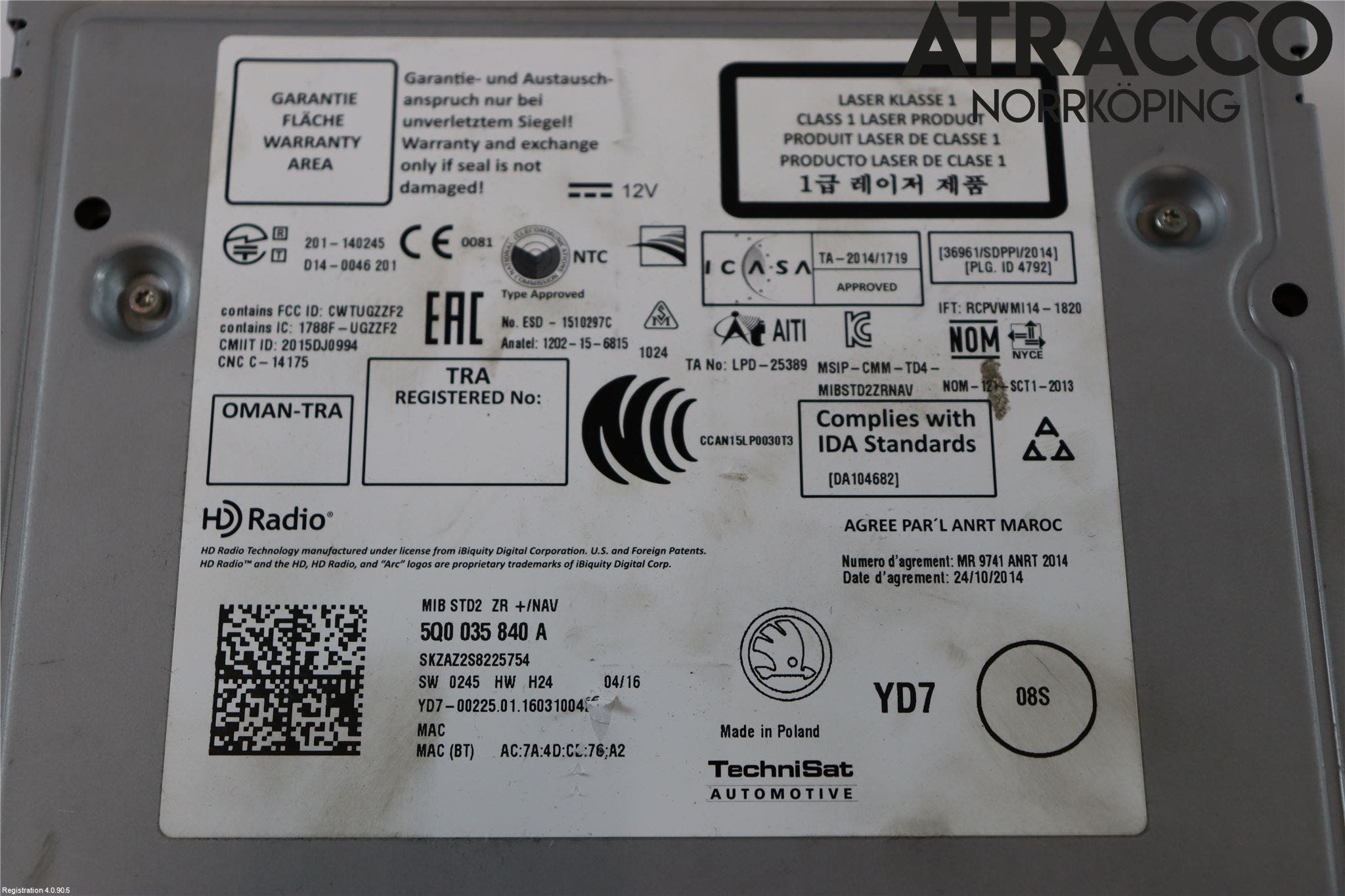 Skoda OCTAVIA (5E) 13-20 Cd Radio - Multimediapanel