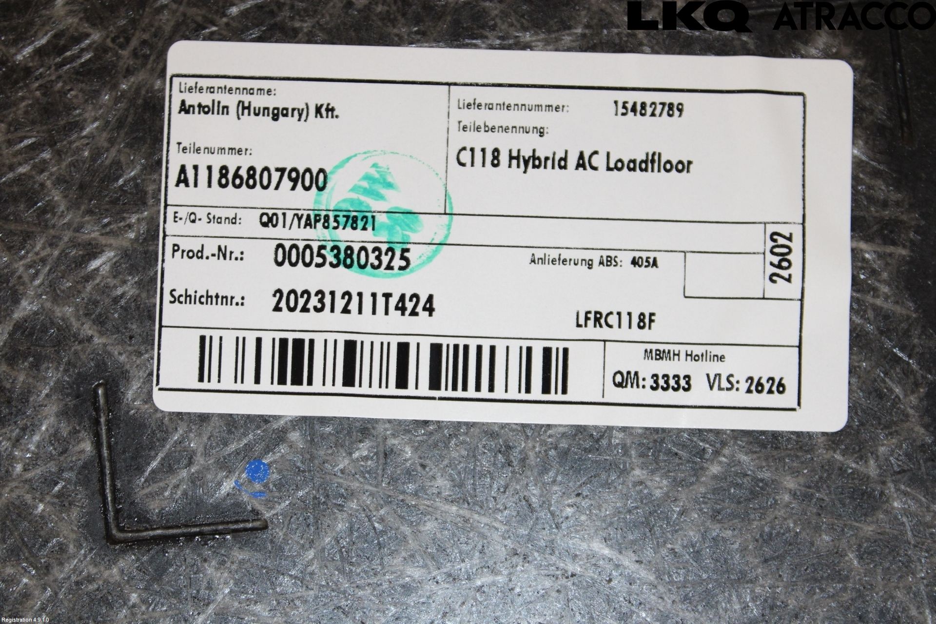 Mercedes-Benz MB CLA-KLASS (C118/X118) 19- Bagage Golv