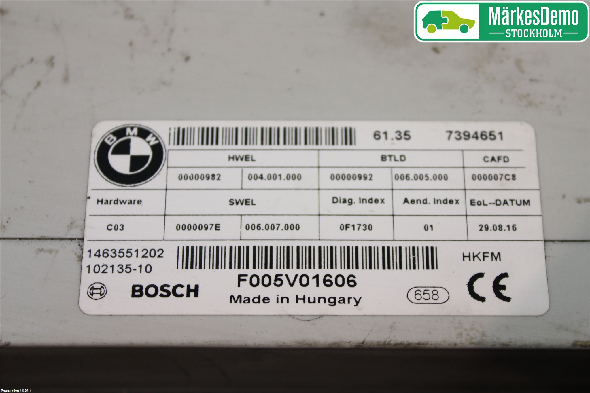 BMW 5 F10/F11/F18 09-17 Styrenhet Övrigt