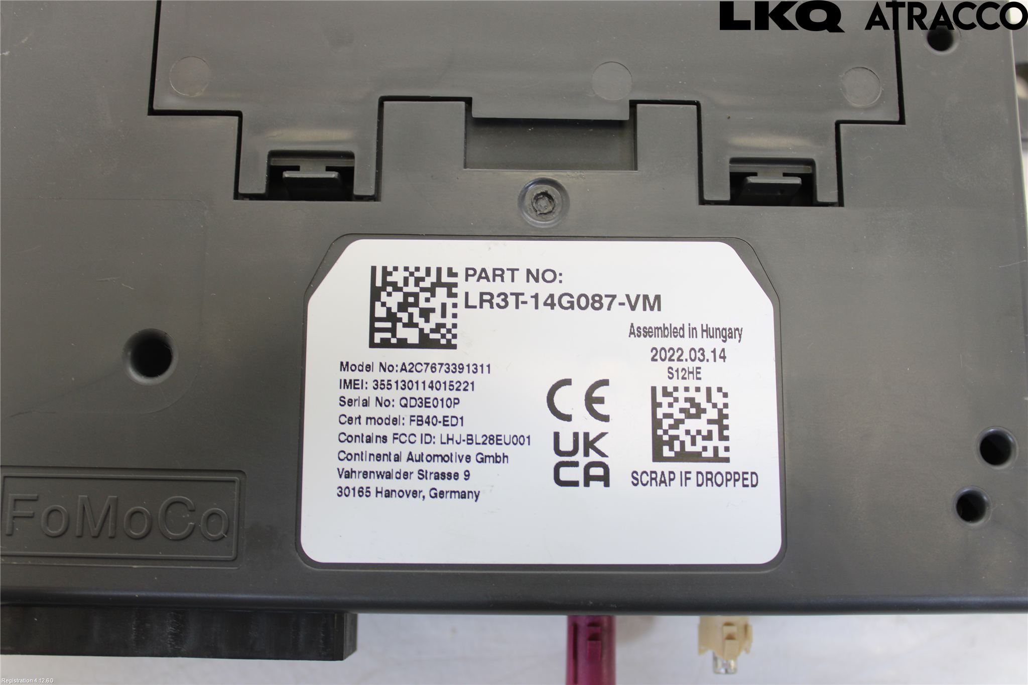 Ford TRANSIT/TOURNEO CUSTOM 13-24 Styrenhet Tal