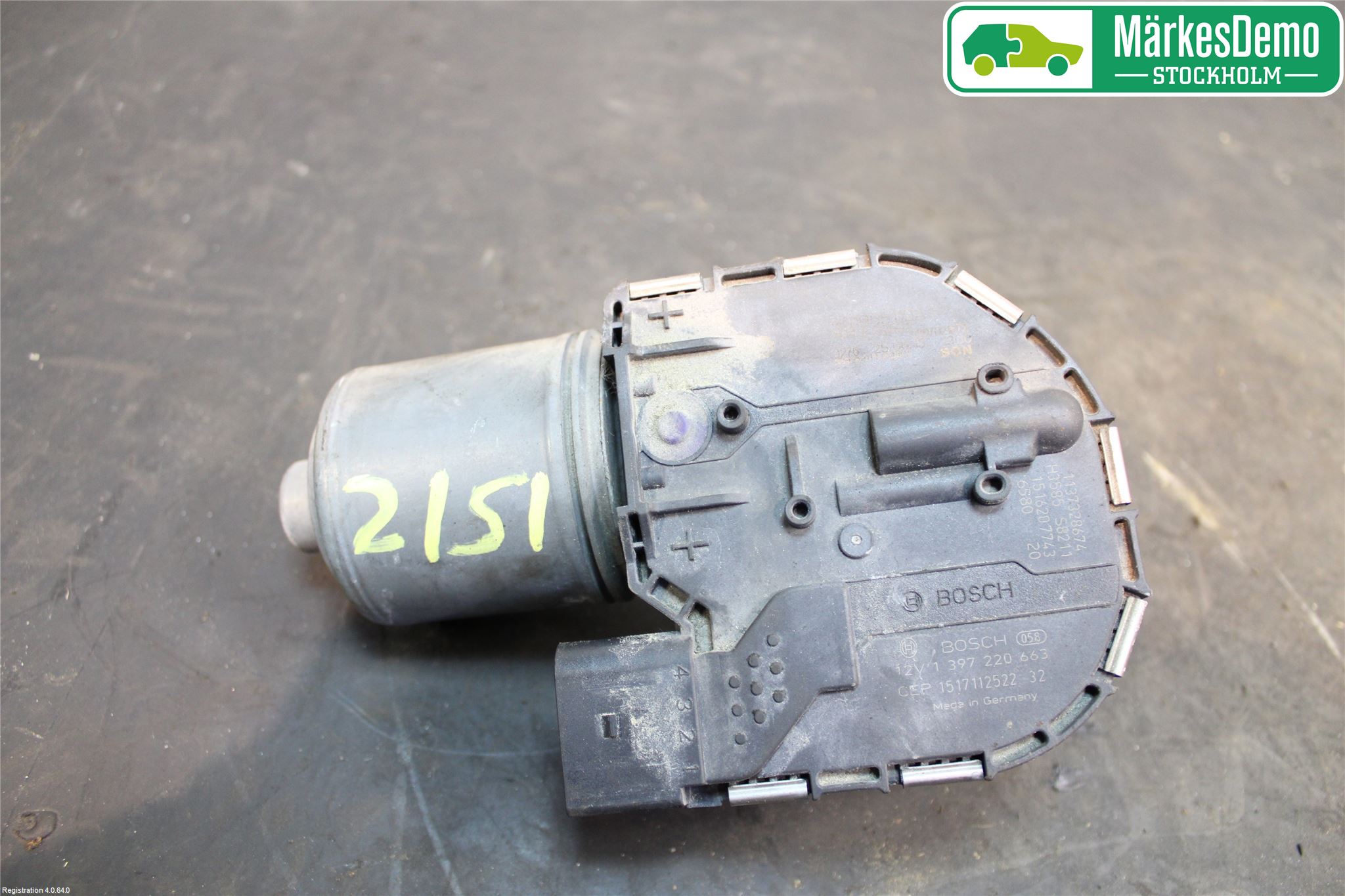 Volkswagen VW GOLF / E-GOLF VII 13-20 Torkarmotor Vindruta