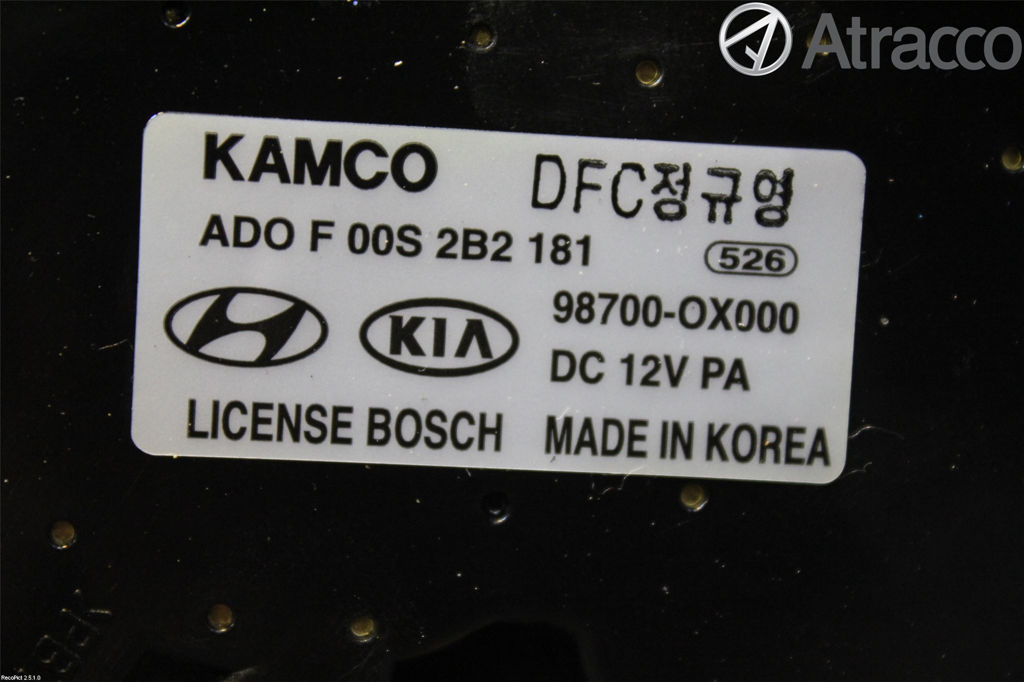 Hyundai i10 PA 08-13 Torkarmotor Baklucka