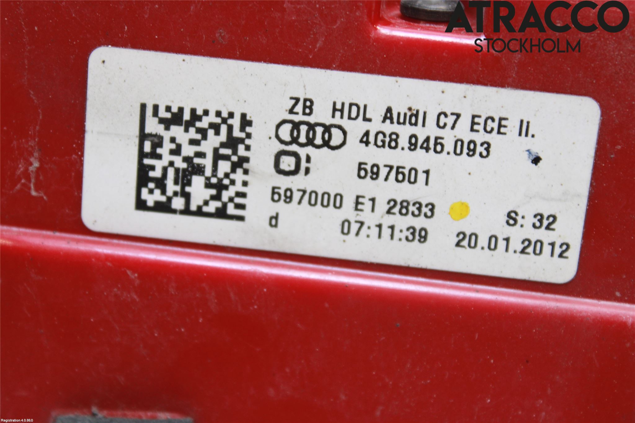 Audi A7/S7 4G 11-17 Bakljus Lucka Vä