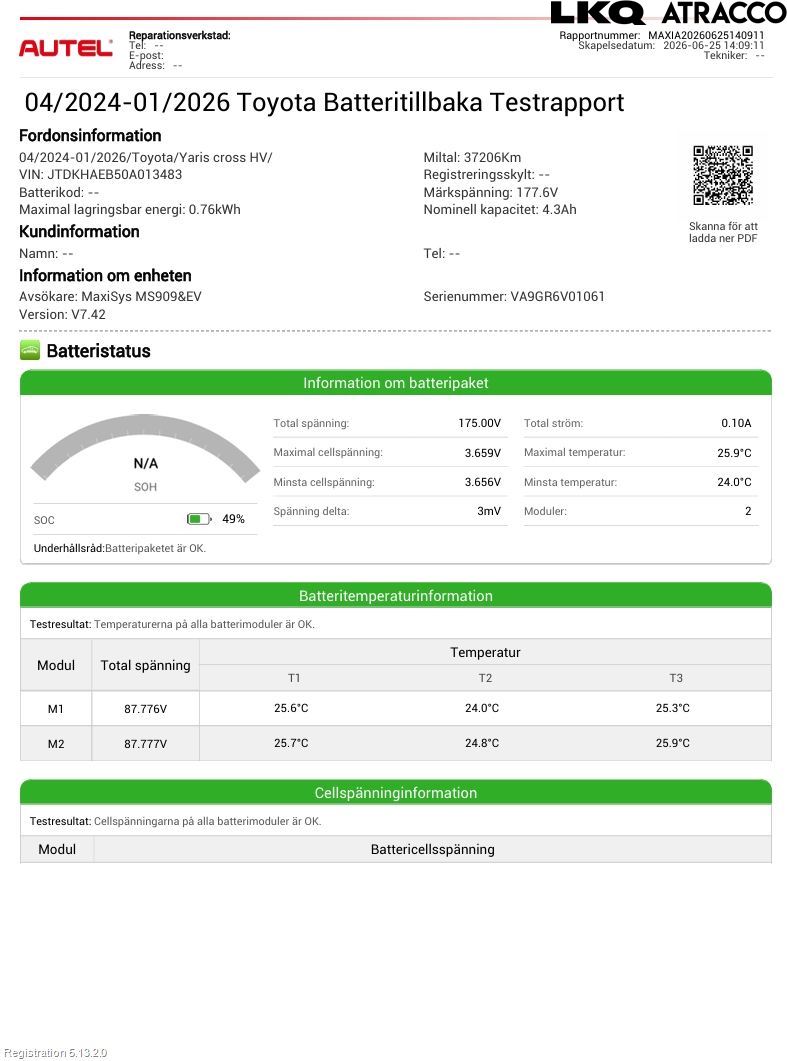 Toyota YARIS CROSS XP21 21- Batteri Högspänning