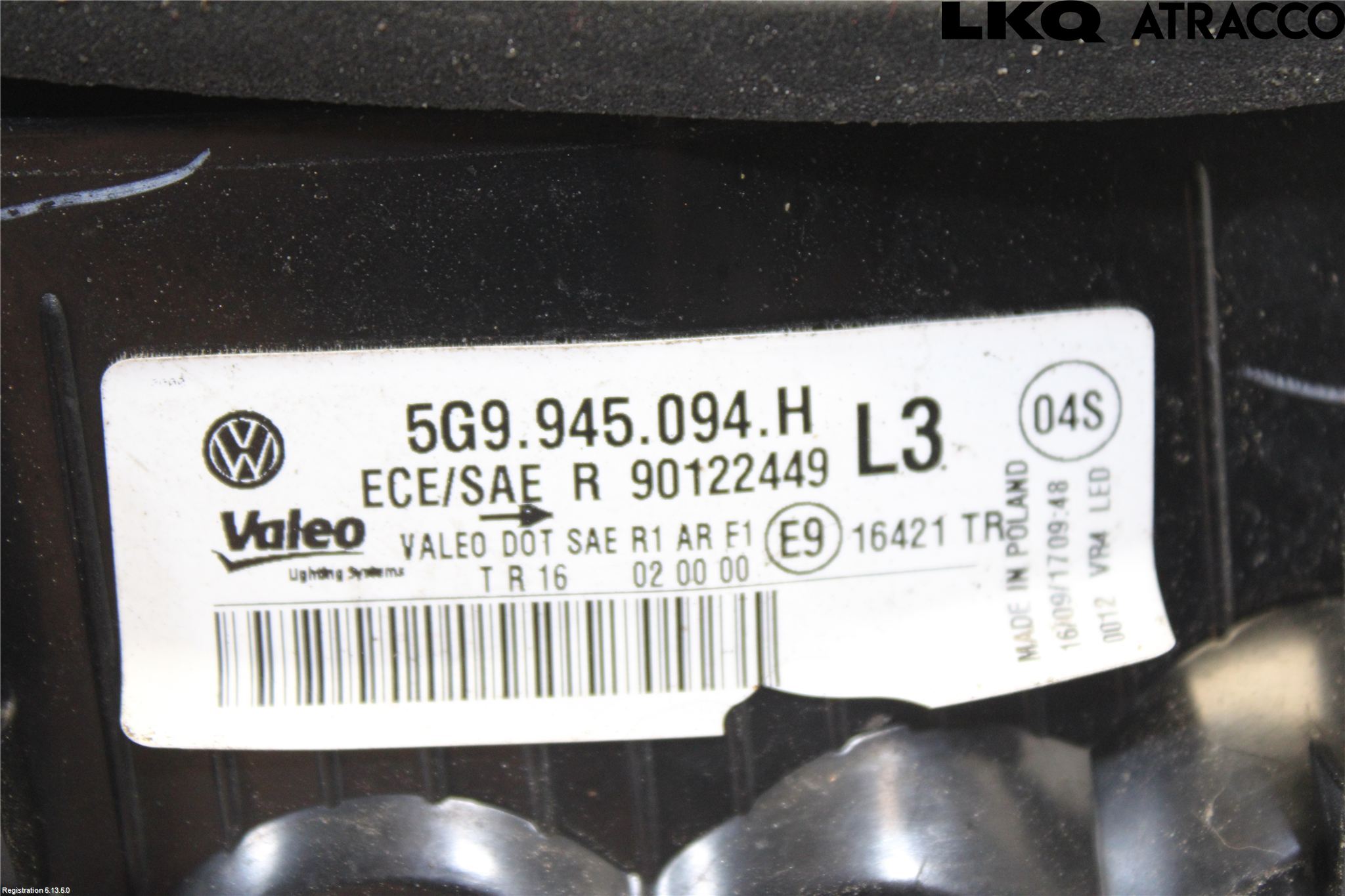 Volkswagen VW GOLF / E-GOLF VII 13-20 Bakljus Lucka Hö