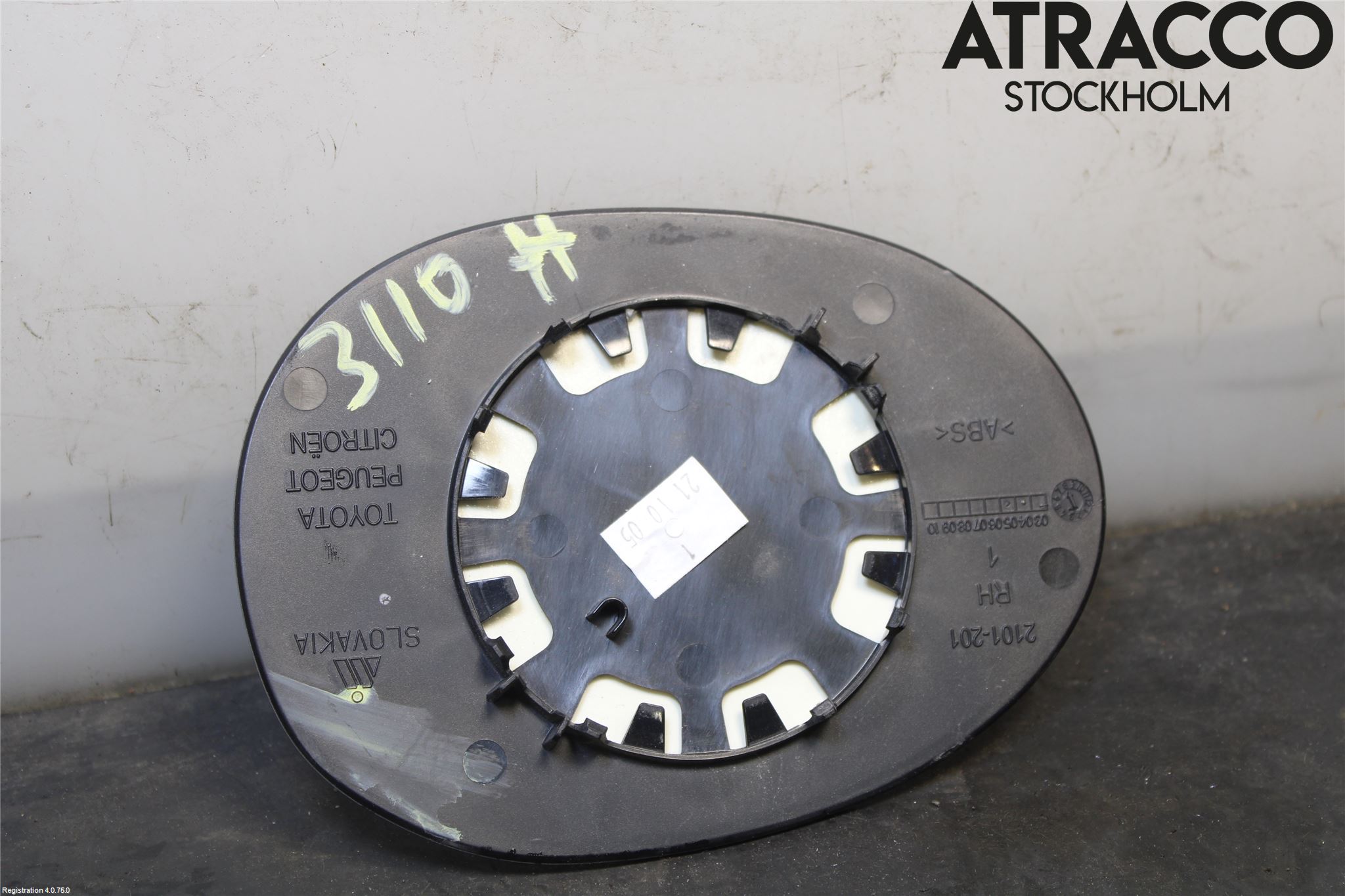 Toyota AYGO 06-14 Spegelglas Hö