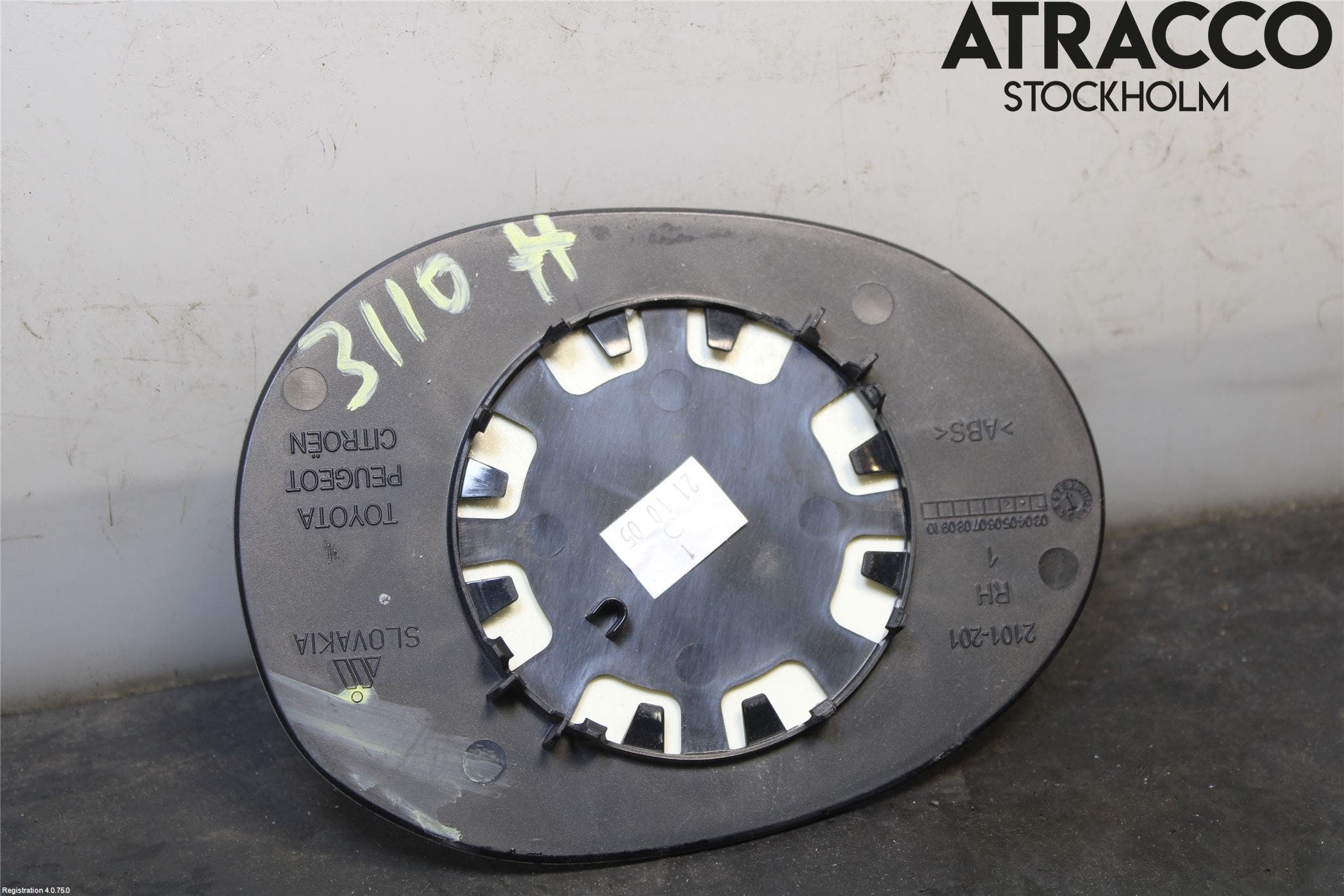 Toyota AYGO 06-14 Spegelglas Hö