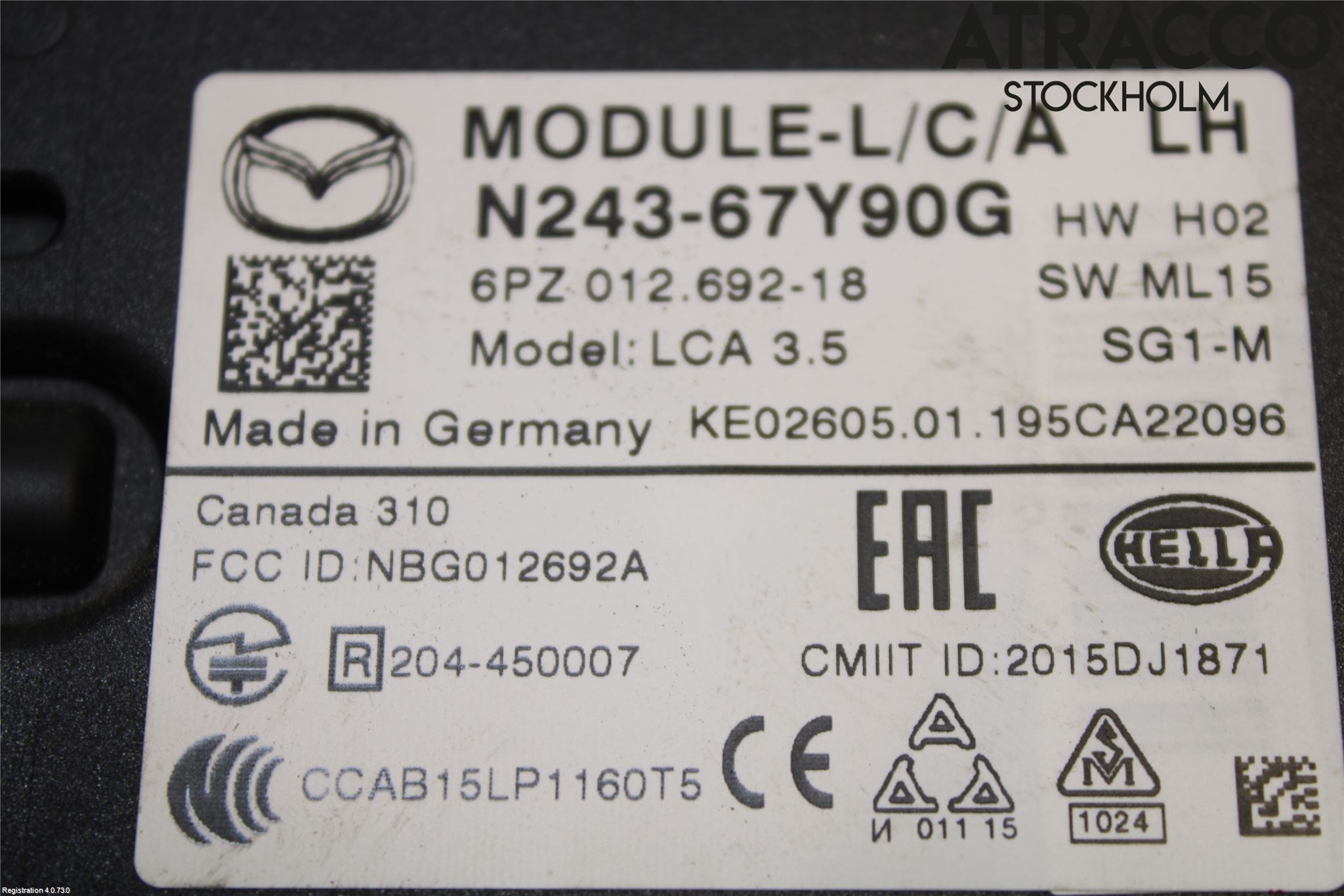 Mazda MX-5 IV (ND/ND2/ND3) MIATA 15- Sensor Aktivt Kollisionsskydd