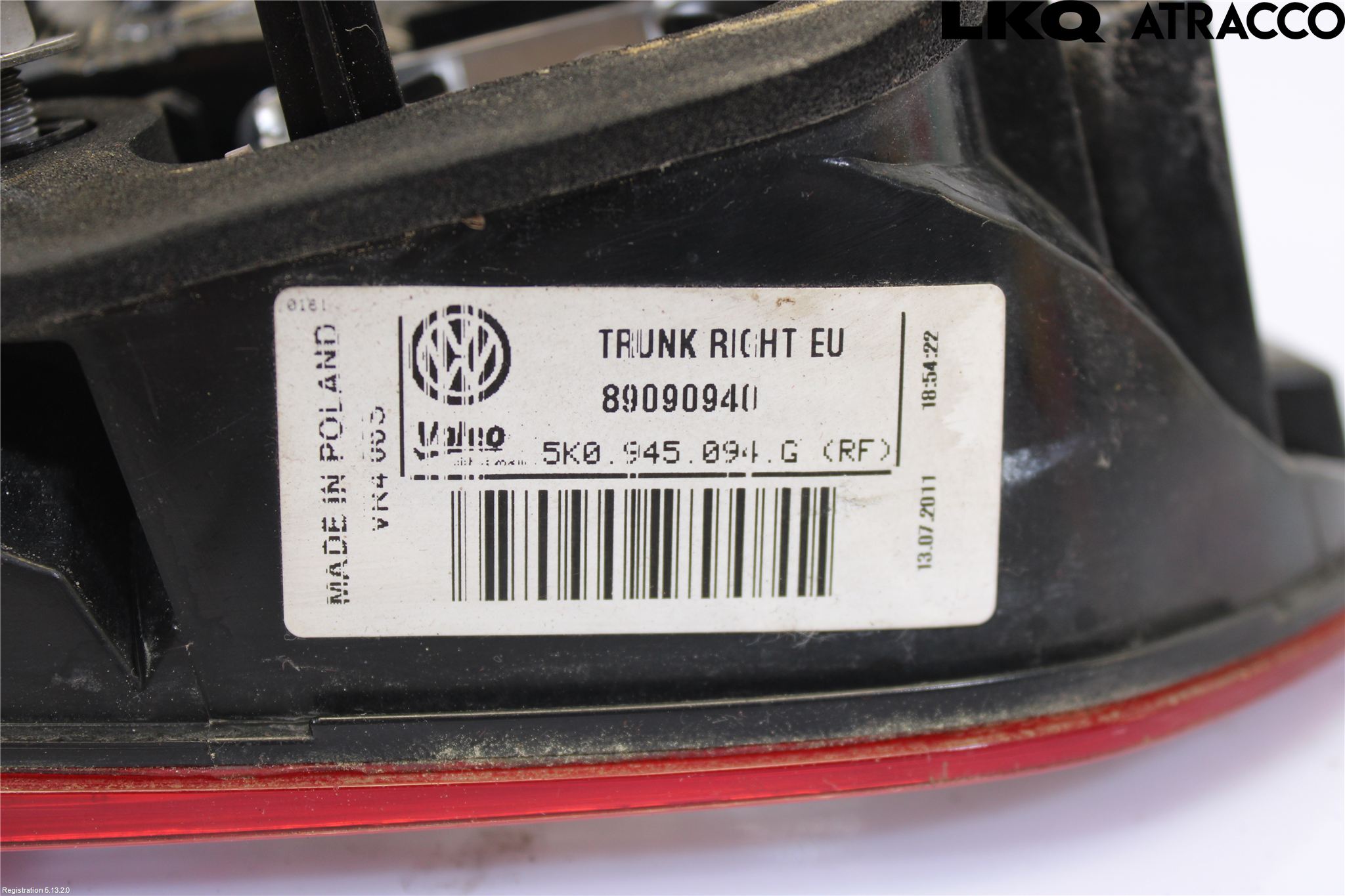 Volkswagen VW GOLF VI 09-13 Bakljus Lucka Hö