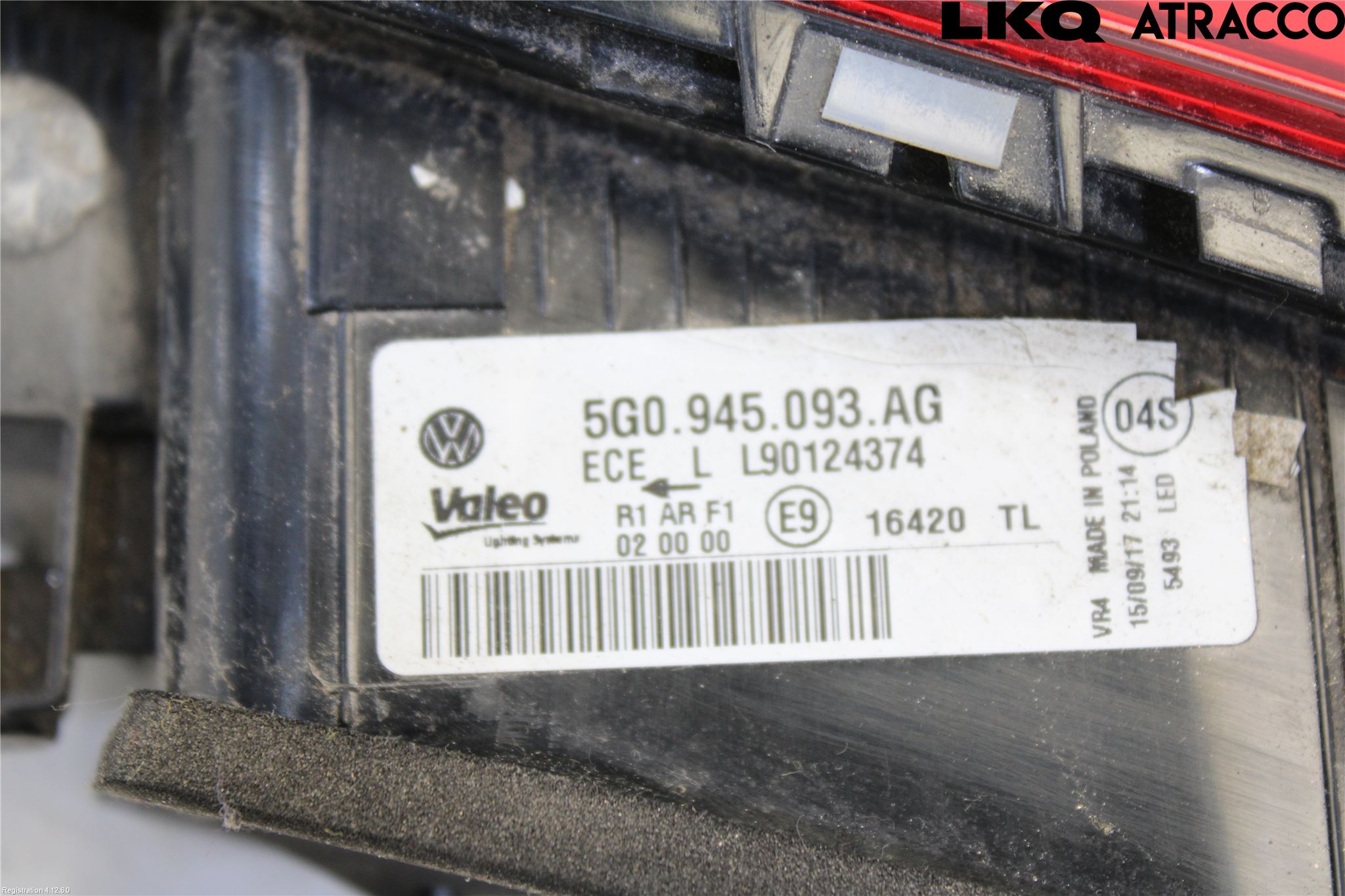 Volkswagen VW GOLF / E-GOLF VII 13-20 Bakljus Lucka Vä