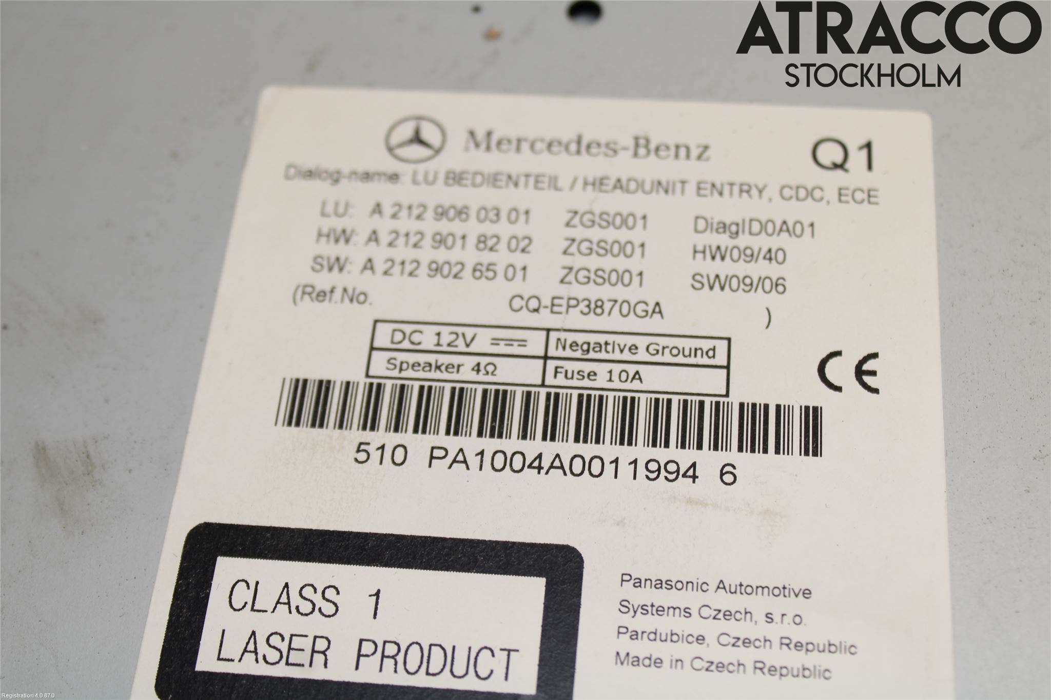 Mercedes-Benz MB E-KLASS (W212) 09-16 Cd Radio - Multimediapanel