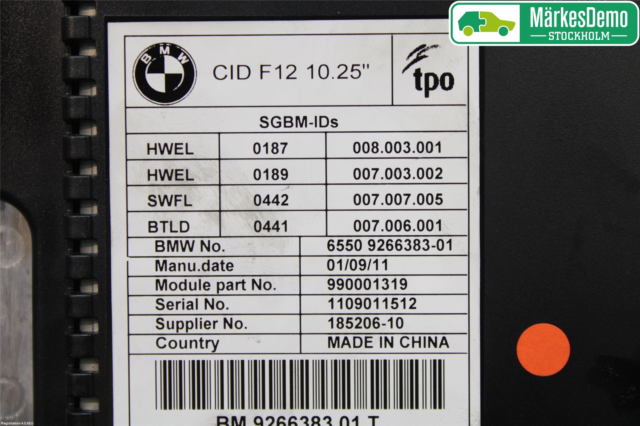 BMW 6 F12/F13 10-18 Cd Radio - Multimediapanel