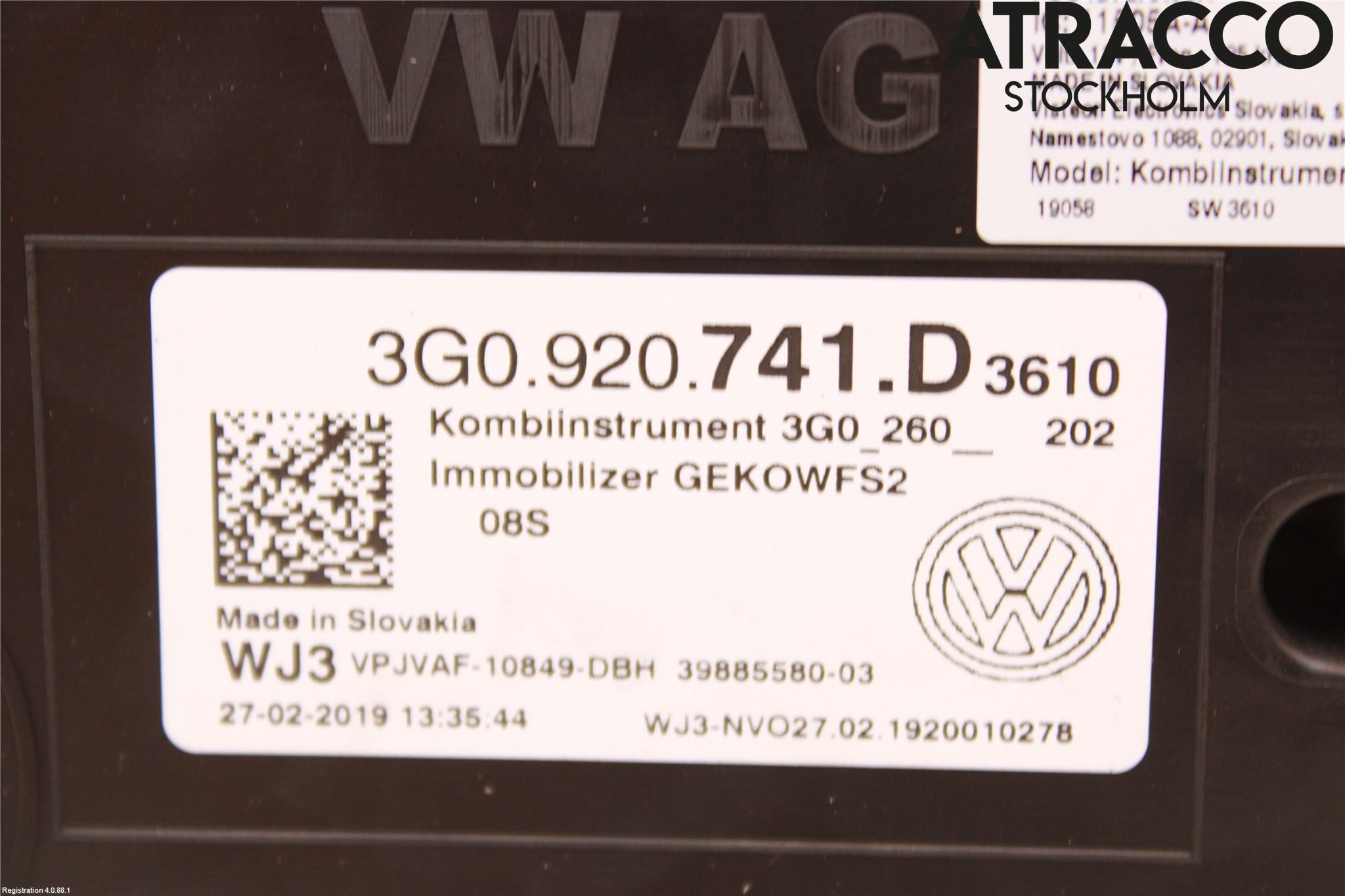 Volkswagen VW PASSAT 15-19 Instrument Komb