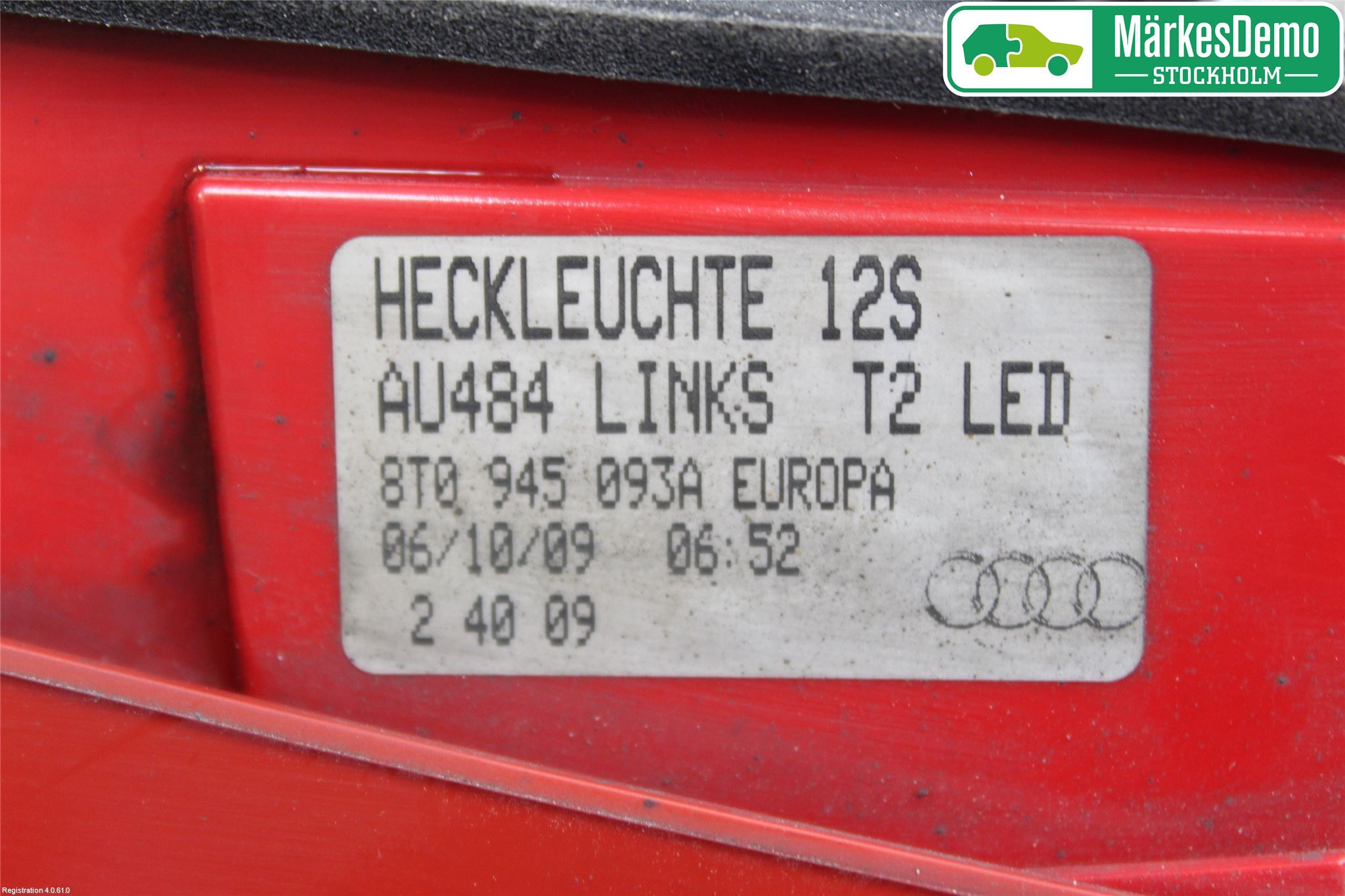 Audi A5 07-16 Bakljus Lucka Vä