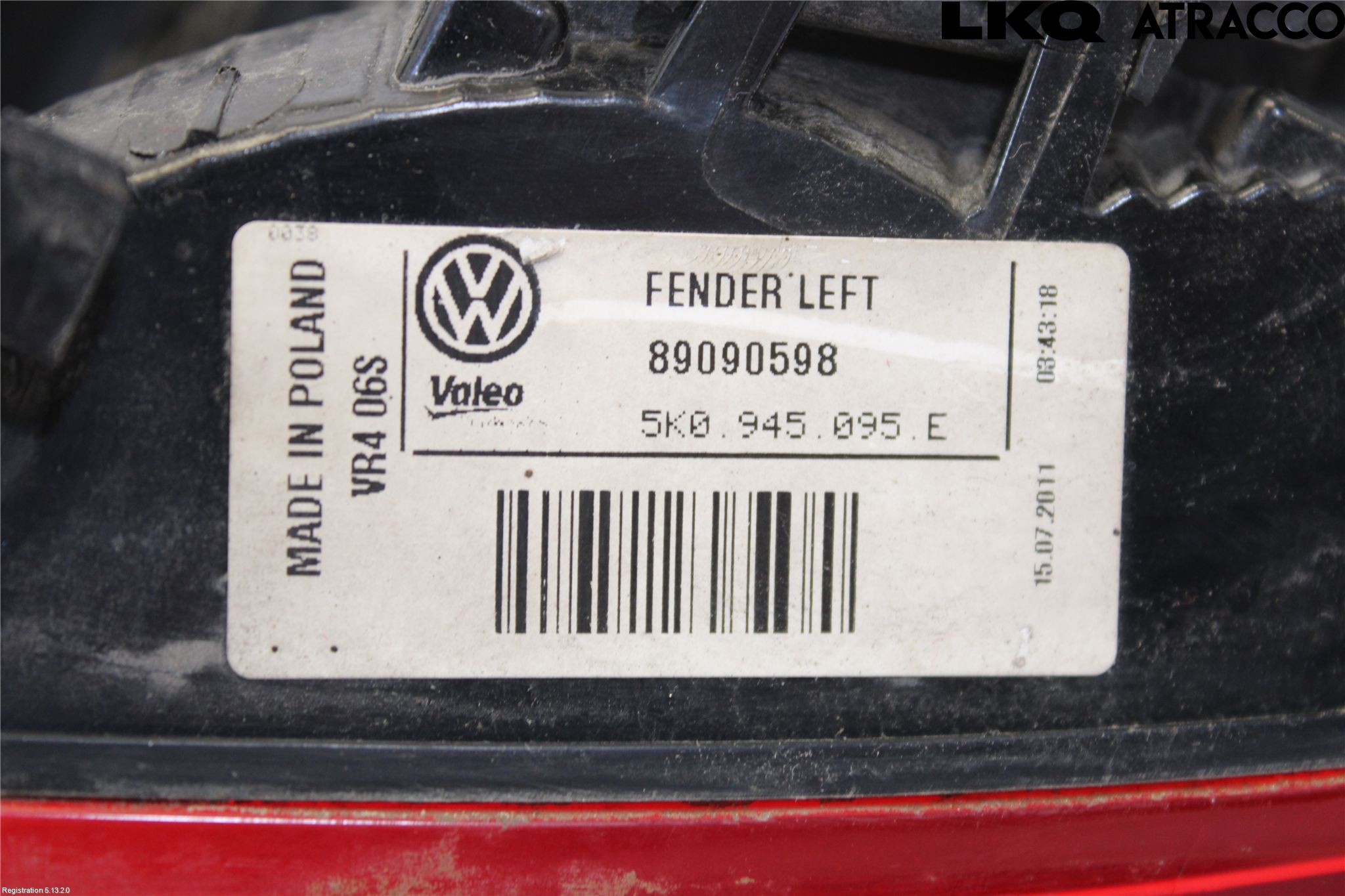 Volkswagen VW GOLF VI 09-13 Bakljus Vänster