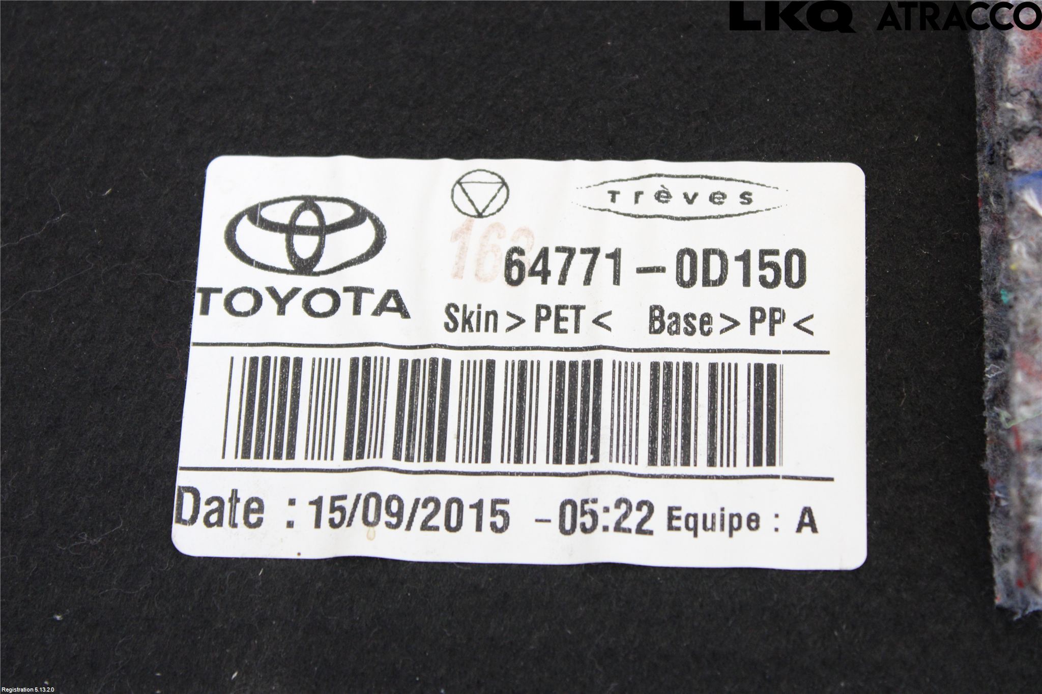 Toyota YARIS XP130 15-20 Inrbagagerumklädsel-Golv
