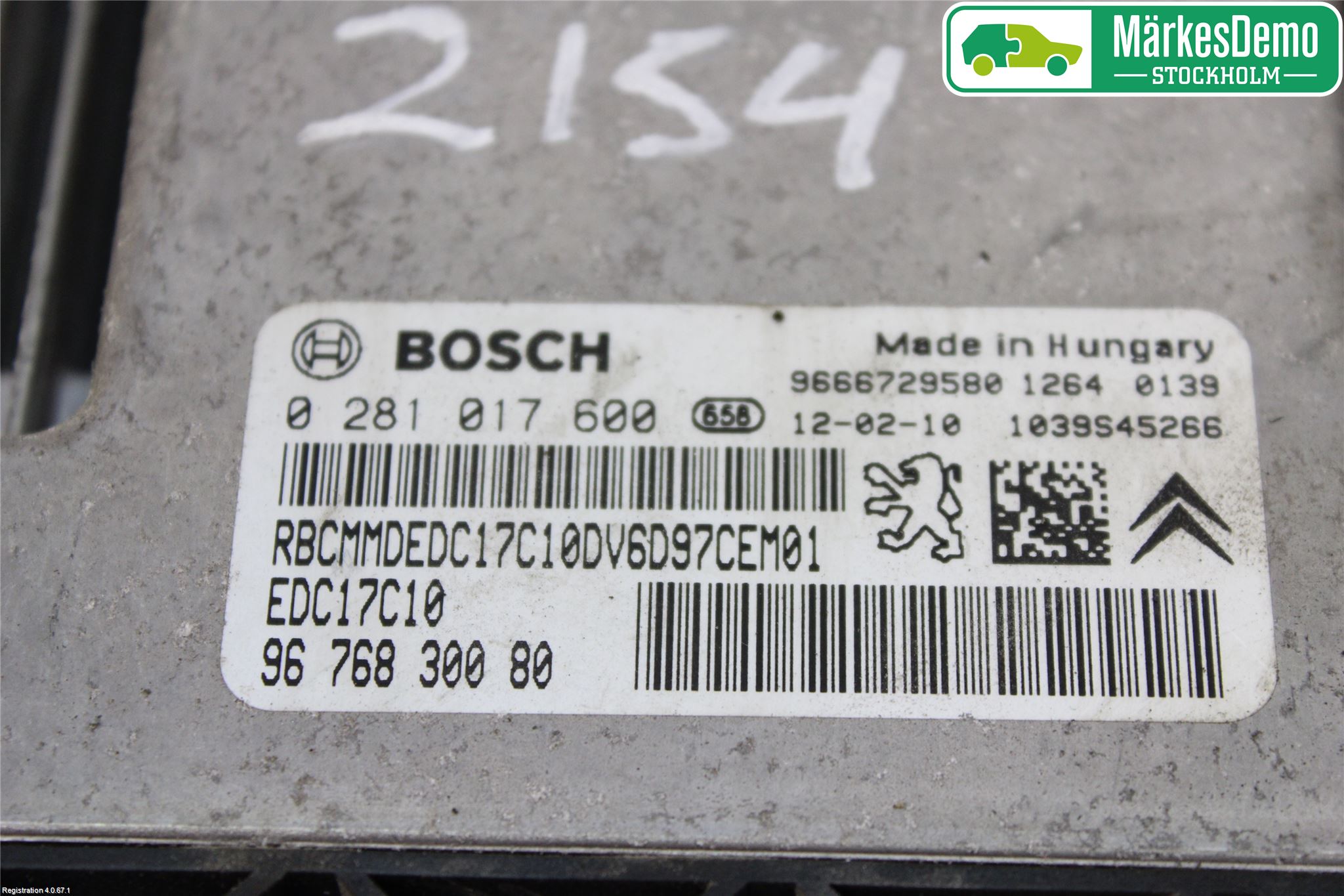 Citroen C3 10-17 Styrenhet Insprut Bensin