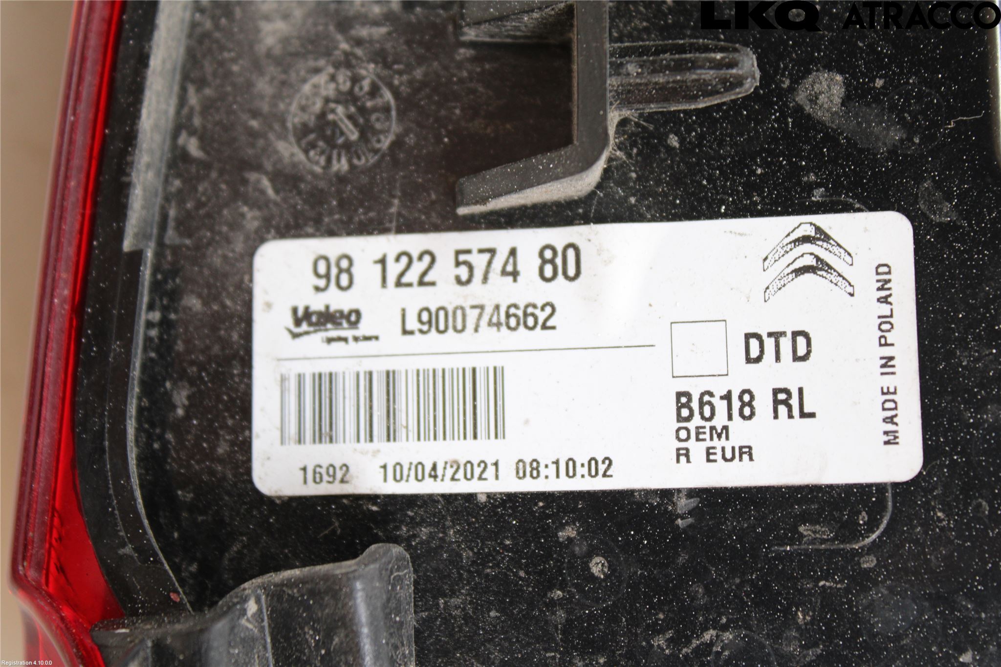 Citroen COTROEN C3 17-24 Bakljus Höger