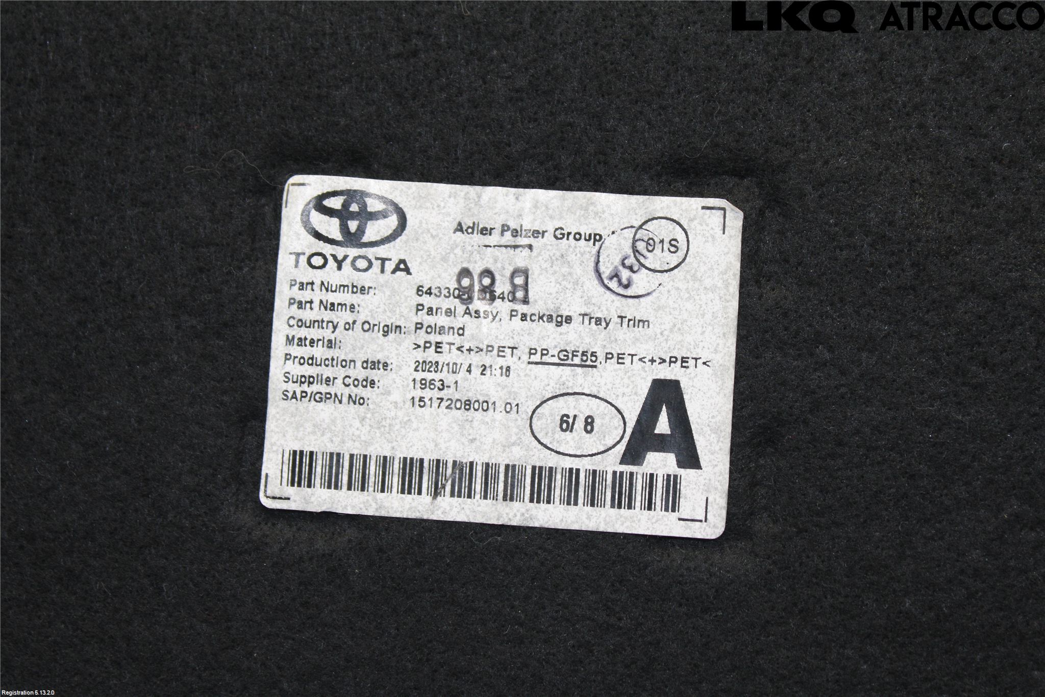 Toyota YARIS XP21 20- Inredning Bakluckeklädsel
