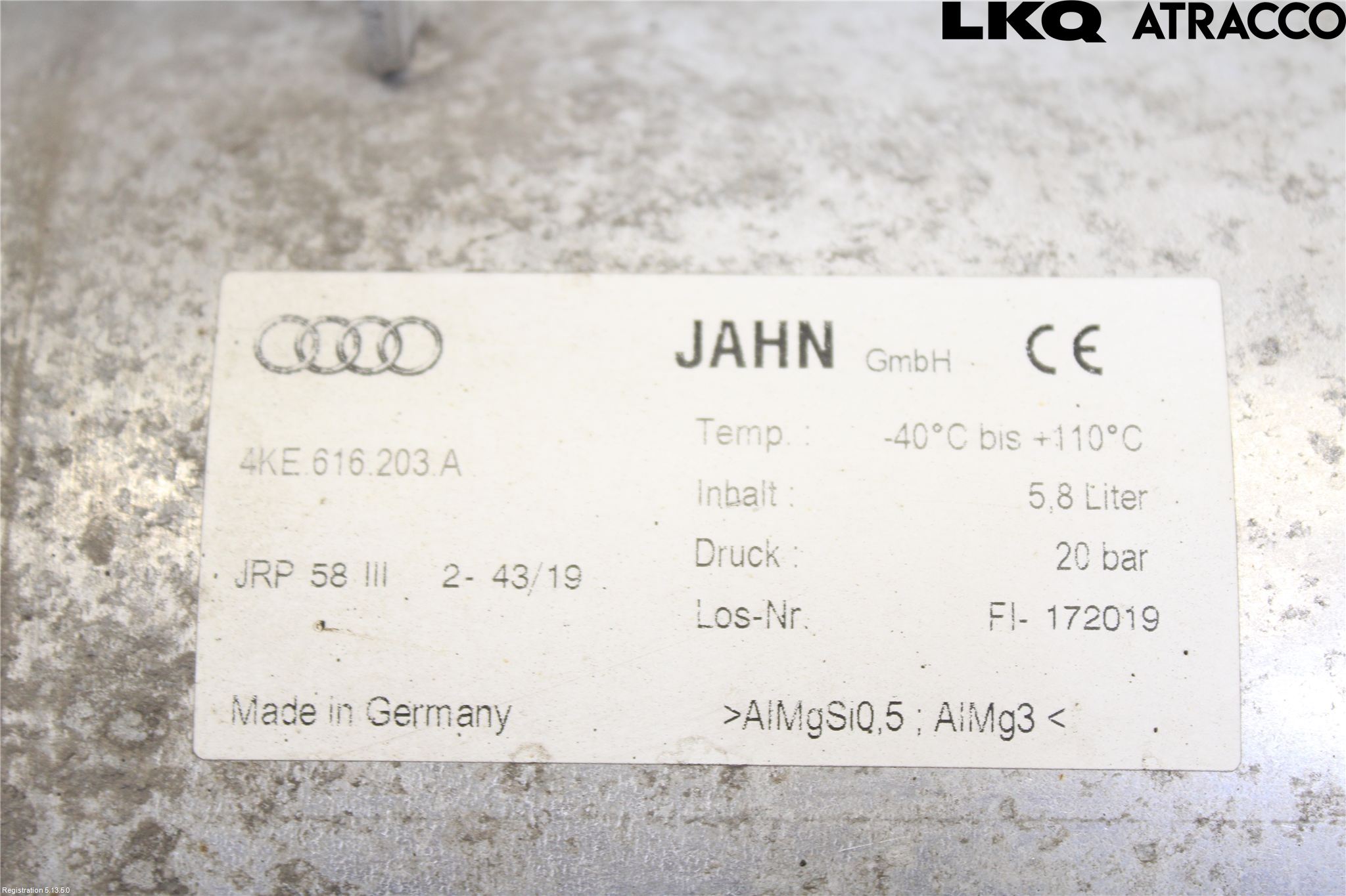 Audi E-TRON, S GE 19- Nivå/Luftförändring Trycktank