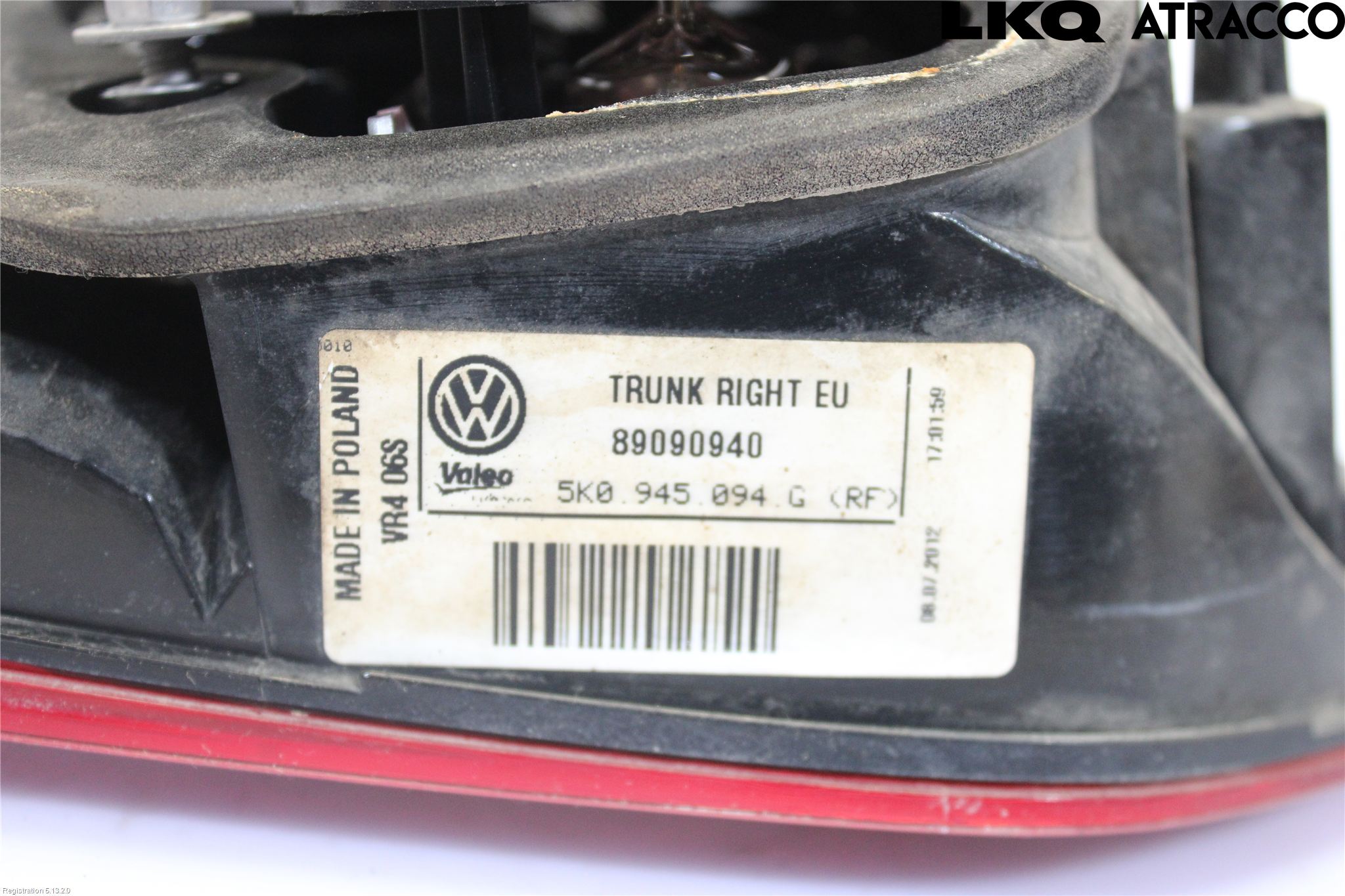 Volkswagen VW GOLF VI 09-13 Bakljus Lucka Hö
