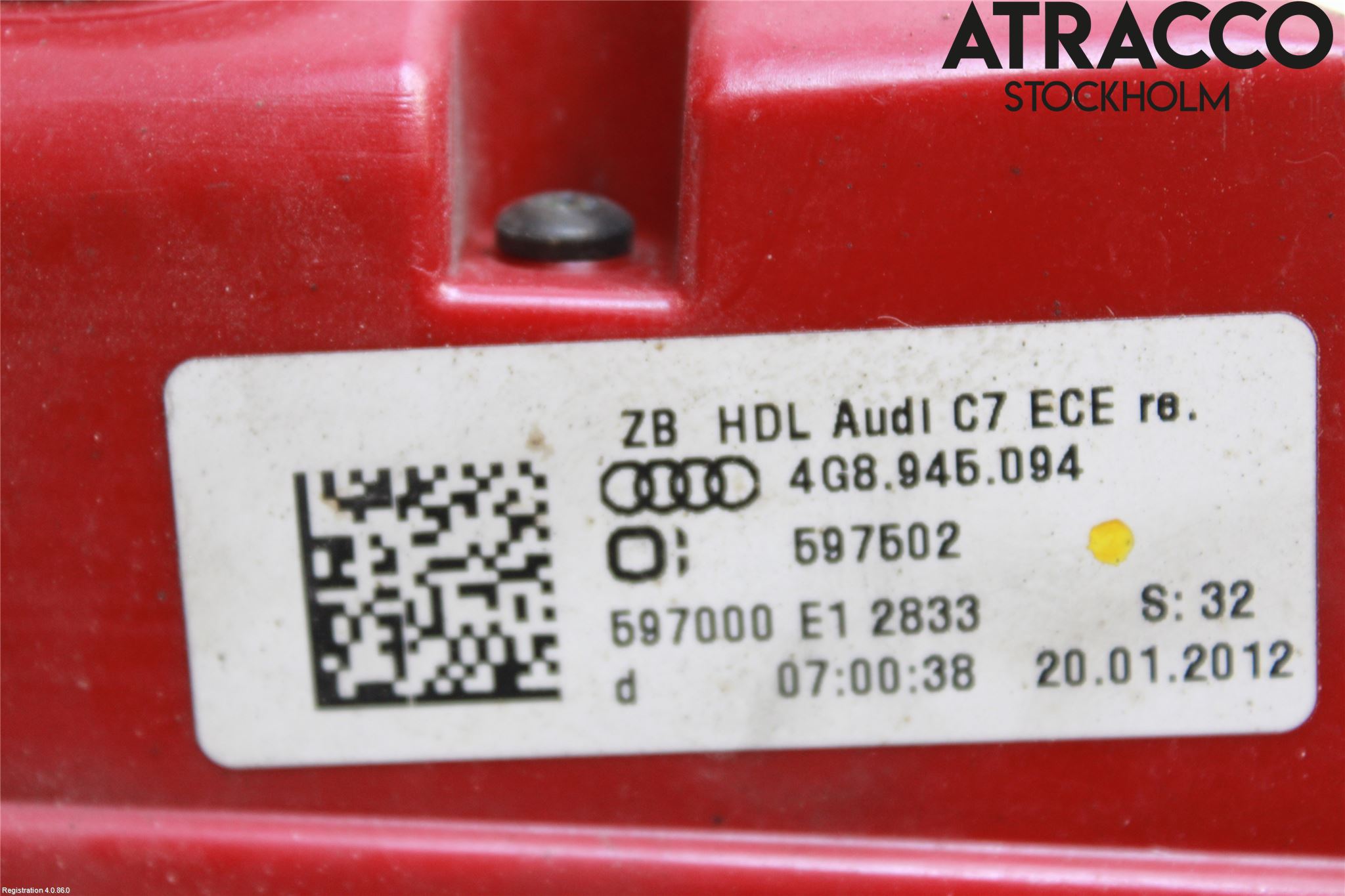 Audi A7/S7 4G 11-17 Bakljus Lucka Hö