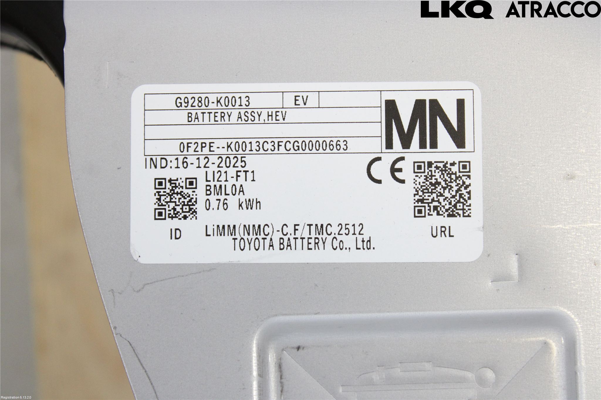 Toyota YARIS XP21 20- Batteri Högspänning