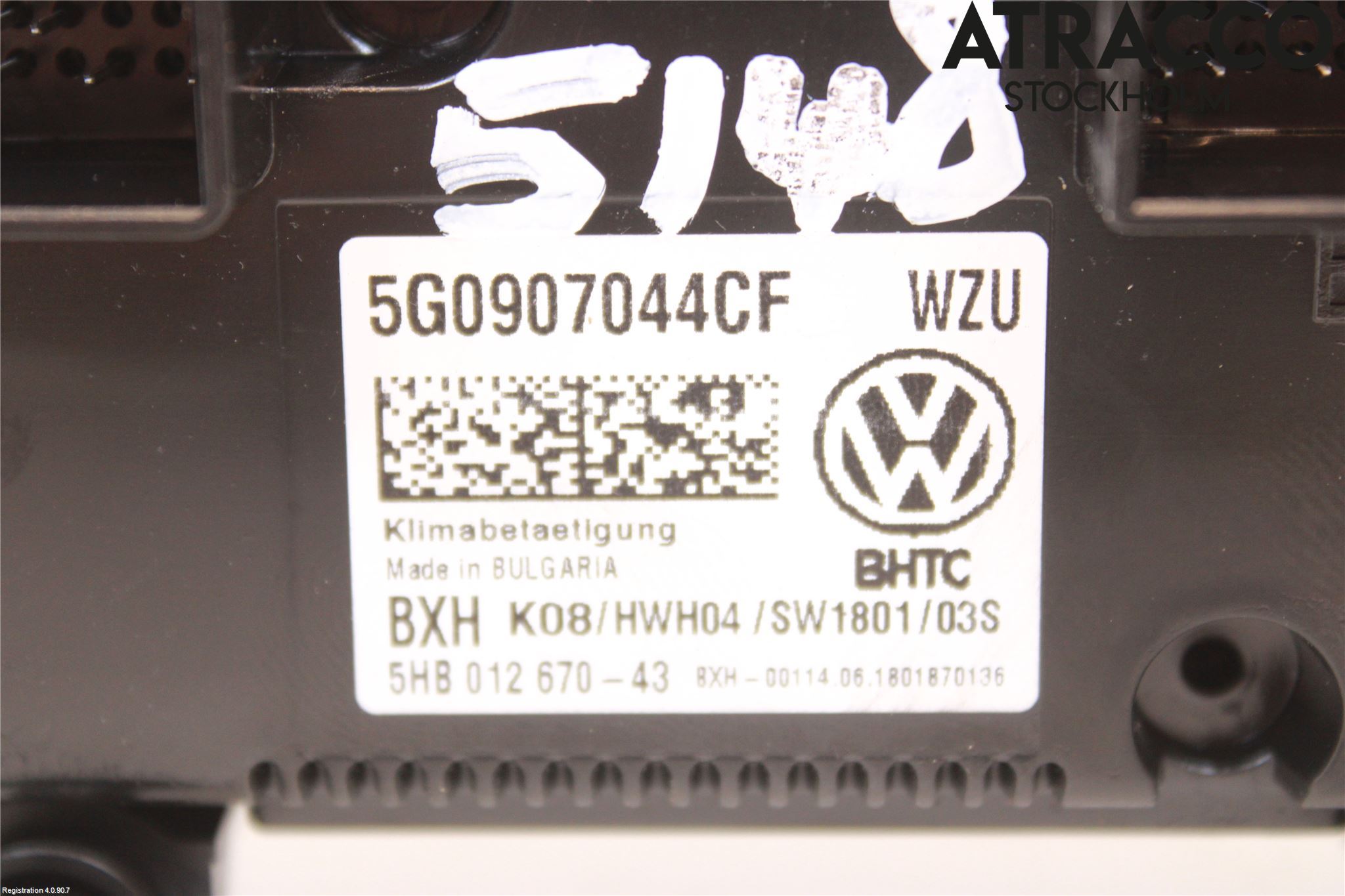 Volkswagen VW GOLF / E-GOLF VII 13-20 Ac Styrenhet Ac Manöveren