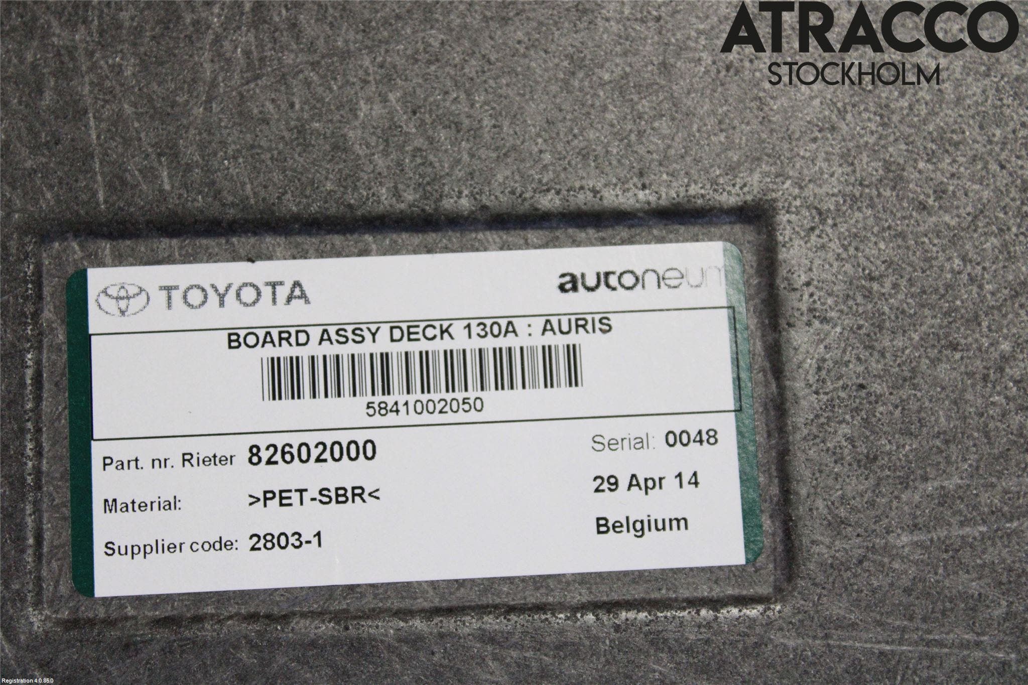 Toyota AURIS 13-19 Bagage Golv