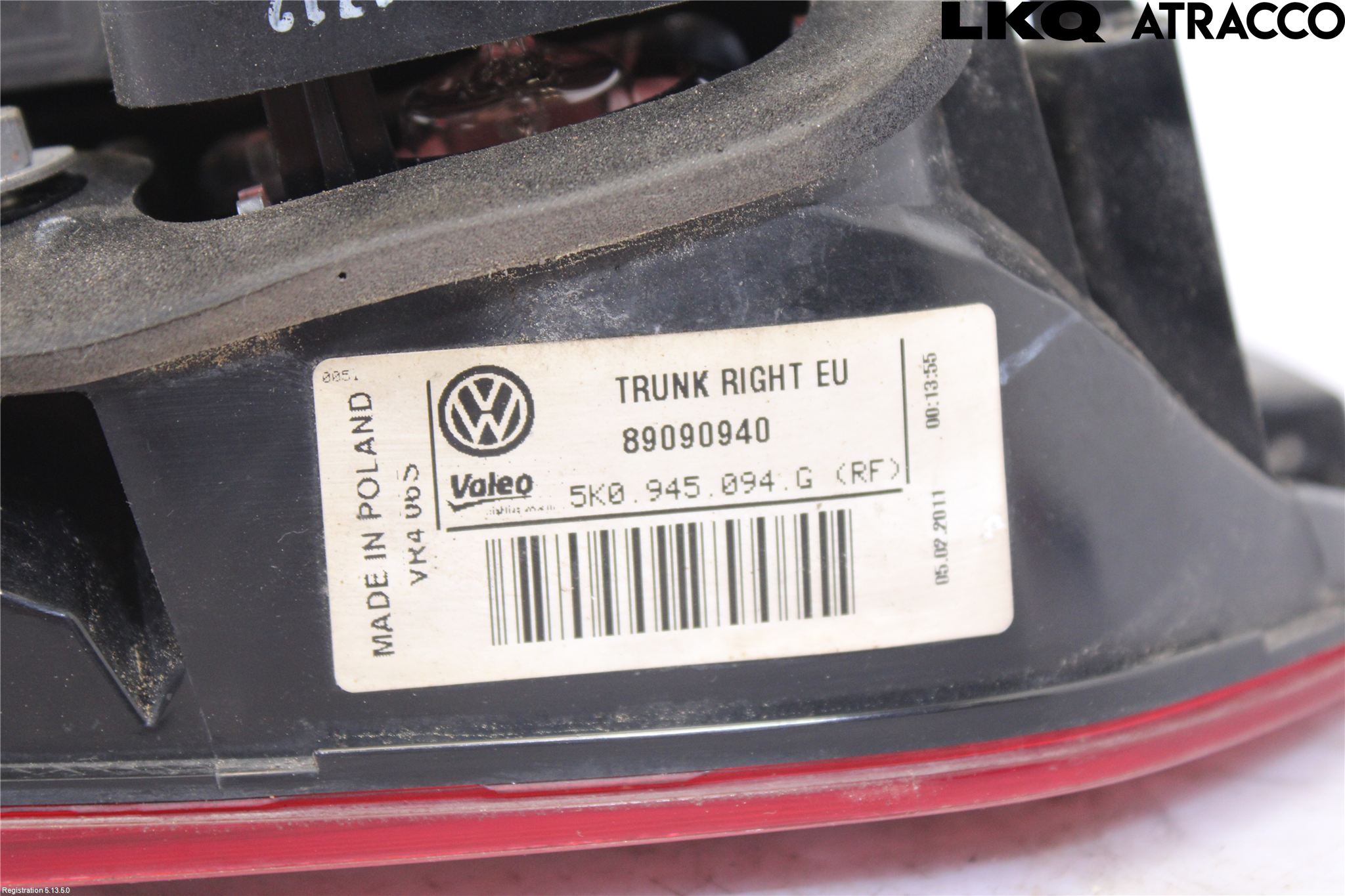 Volkswagen VW GOLF VI 09-13 Bakljus Lucka Hö