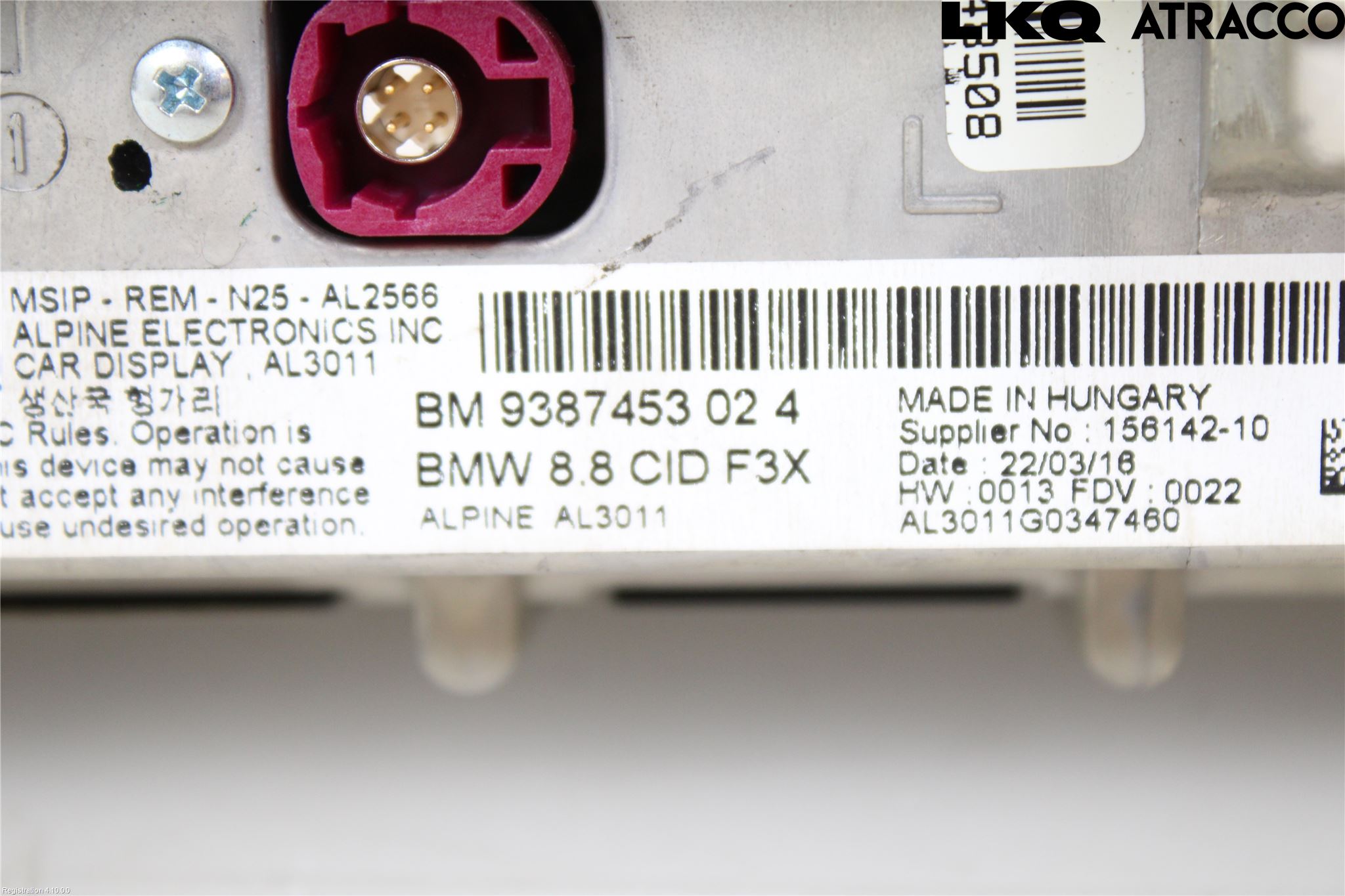 BMW 3 F30/F31/F80 12-19 Multifunktionsdisplay