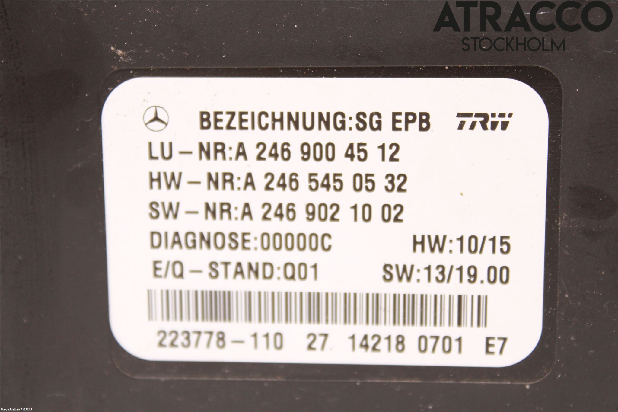 Mercedes-Benz MB CLA-KLASS (C117/X117) 13-19 Styrenhet Parkbroms Epb
