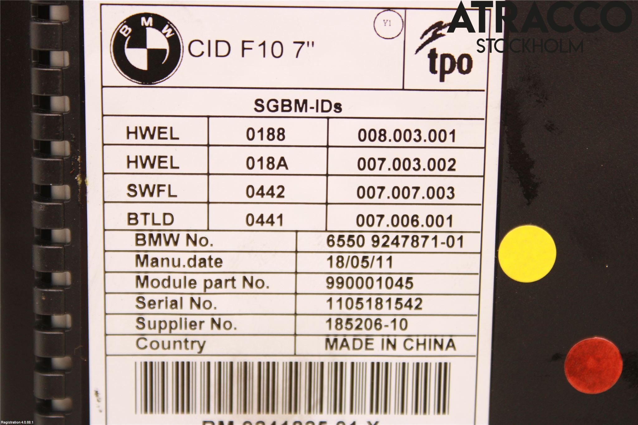 BMW 5 F10/F11/F18 09-17 Multifunktionsdisplay